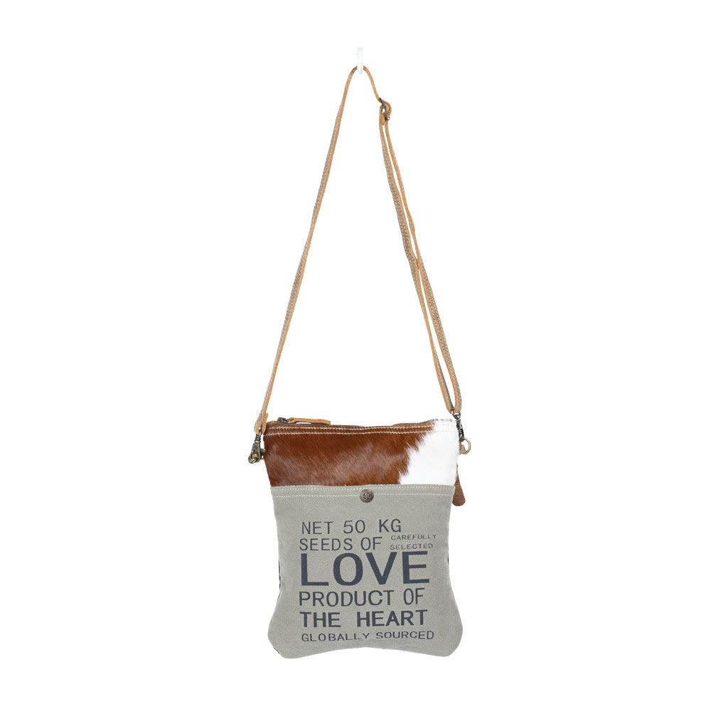Eco-Friendly Upcycled Canvas & Hair-On Cowhide Leather Crossbody Bag - Small Handmade Purse for Women | Perfect for Daily Use, Travel & Casual Outings