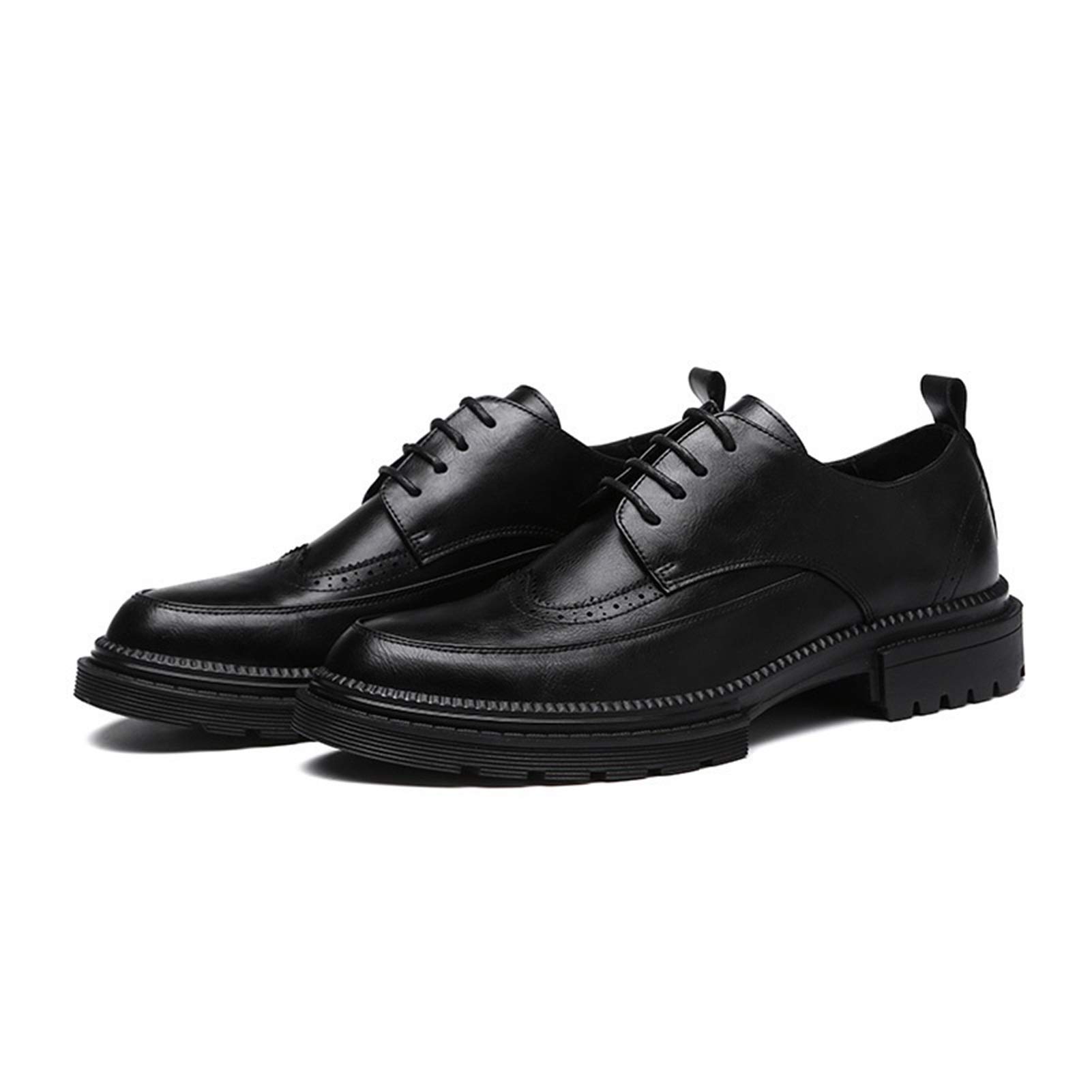 **Men's Business Oxford Wingtip Lace-Up Dress Shoes – Premium Leather High Heel Casual Shoes for Men (Black, Size 38 EU) – Perfect for Office, Formal Events & Stylish Outfits**