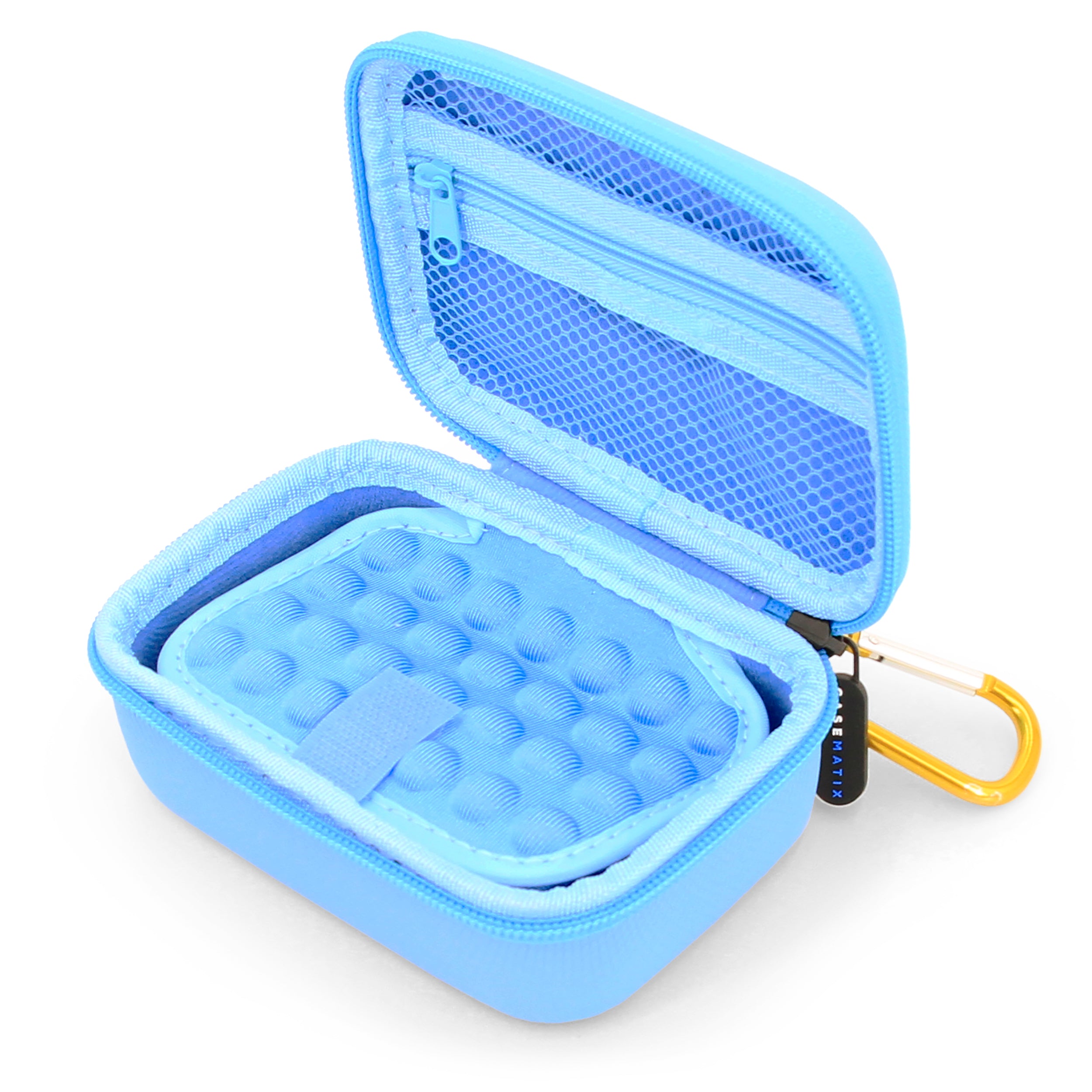 CASEMATIX Hard Shell Travel Case for Zoleo Satellite Communicator - Protective Waterproof Messenger Case with Wrist Strap (Light Blue) - Perfect for Hiking, Camping & Outdoor Adventures