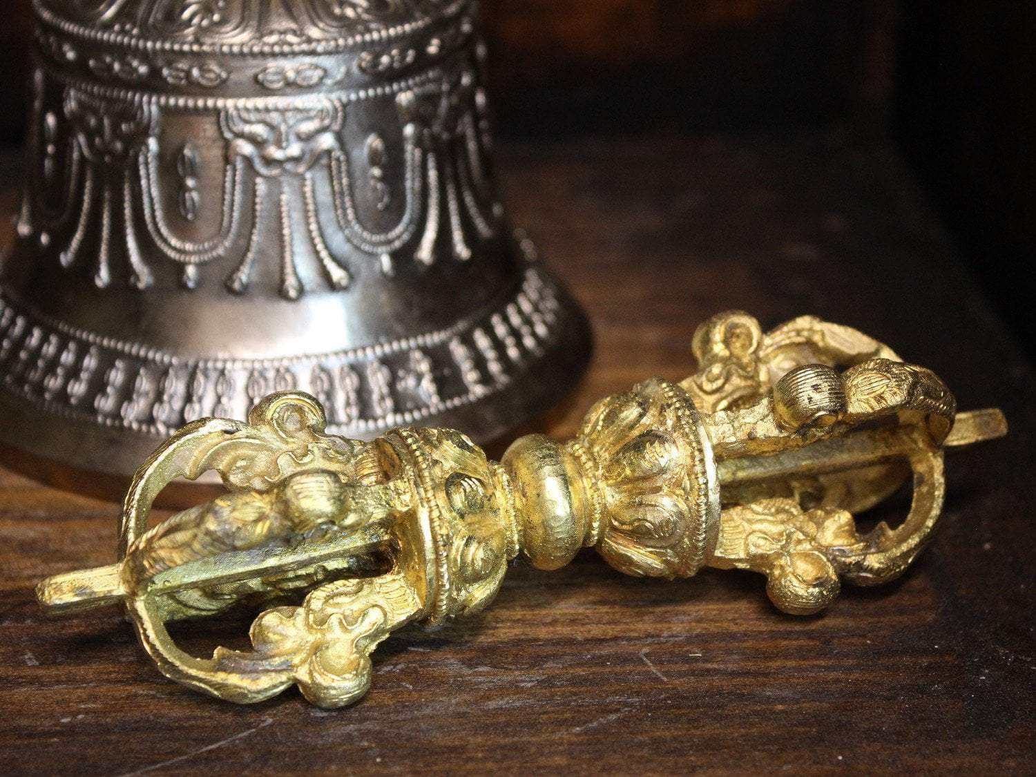 Premium 14K Gold Plated Tibetan Bell and Dorje Set - Authentic Buddhist Ritual Instruments for Meditation, Yoga & Spiritual Healing