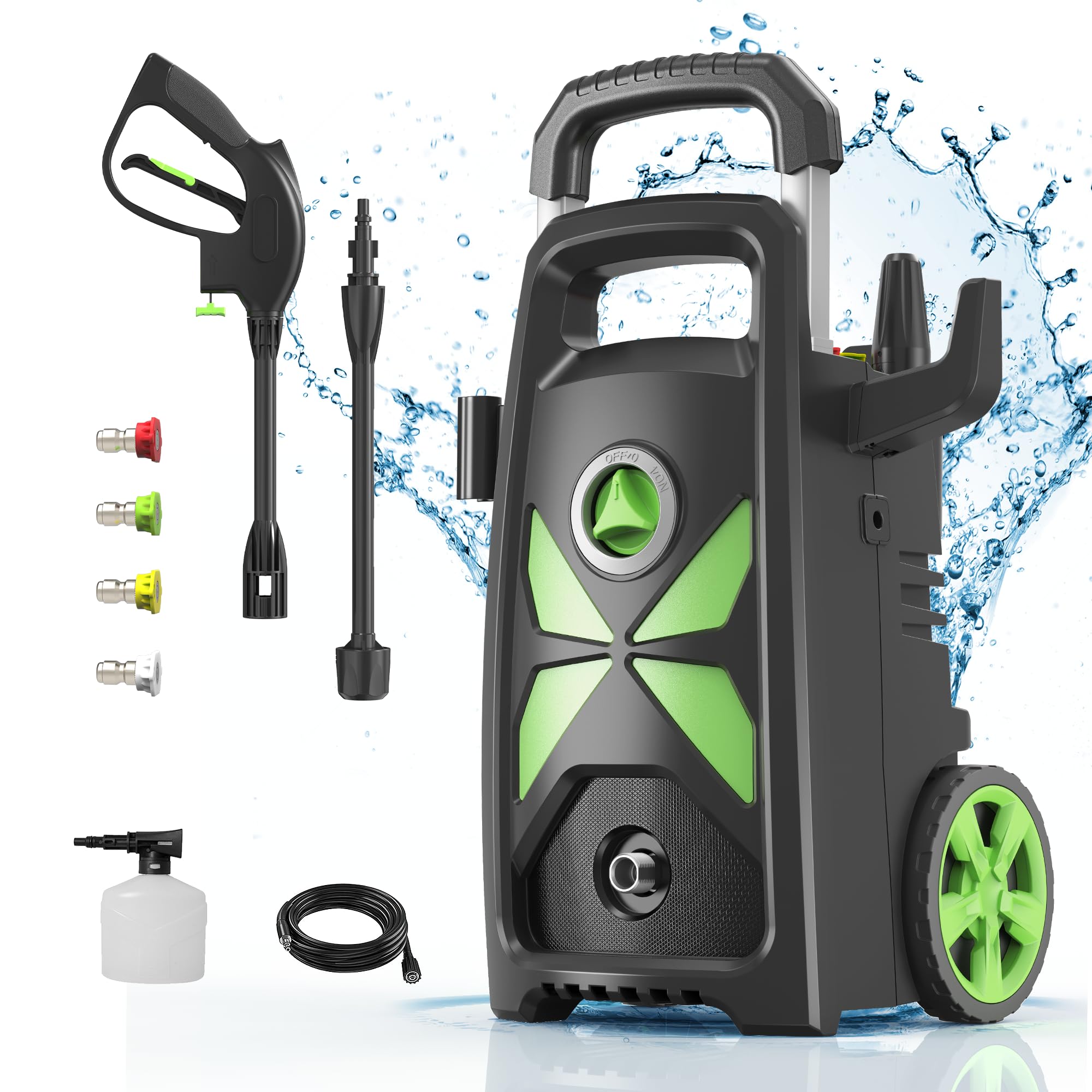 SWIPESMITH Electric Pressure Washer 2000 PSI - High Power Pressure Washer Machine with 25ft Hose Reel, 4 Quick Connect Nozzles & Foam Cannon - Ideal for Car Washing, Driveway Cleaning, Patio & Deck Cleaning, Home Exterior & Floor Cleaning
