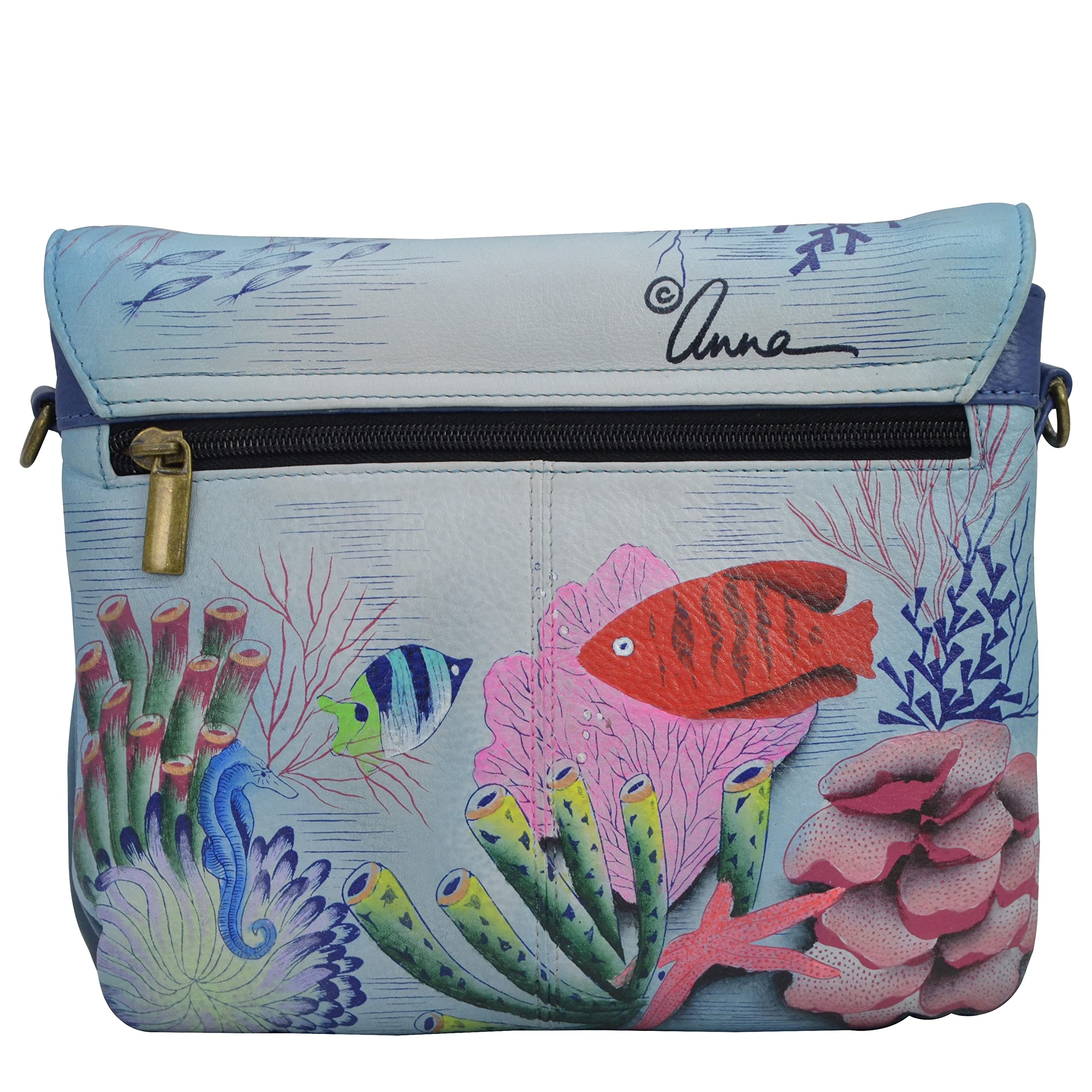 Anna by Anuschka Hand-Painted Leather Crossbody Bag - Unique Artistic Design for Women | Perfect for Travel, Shopping & Everyday Use