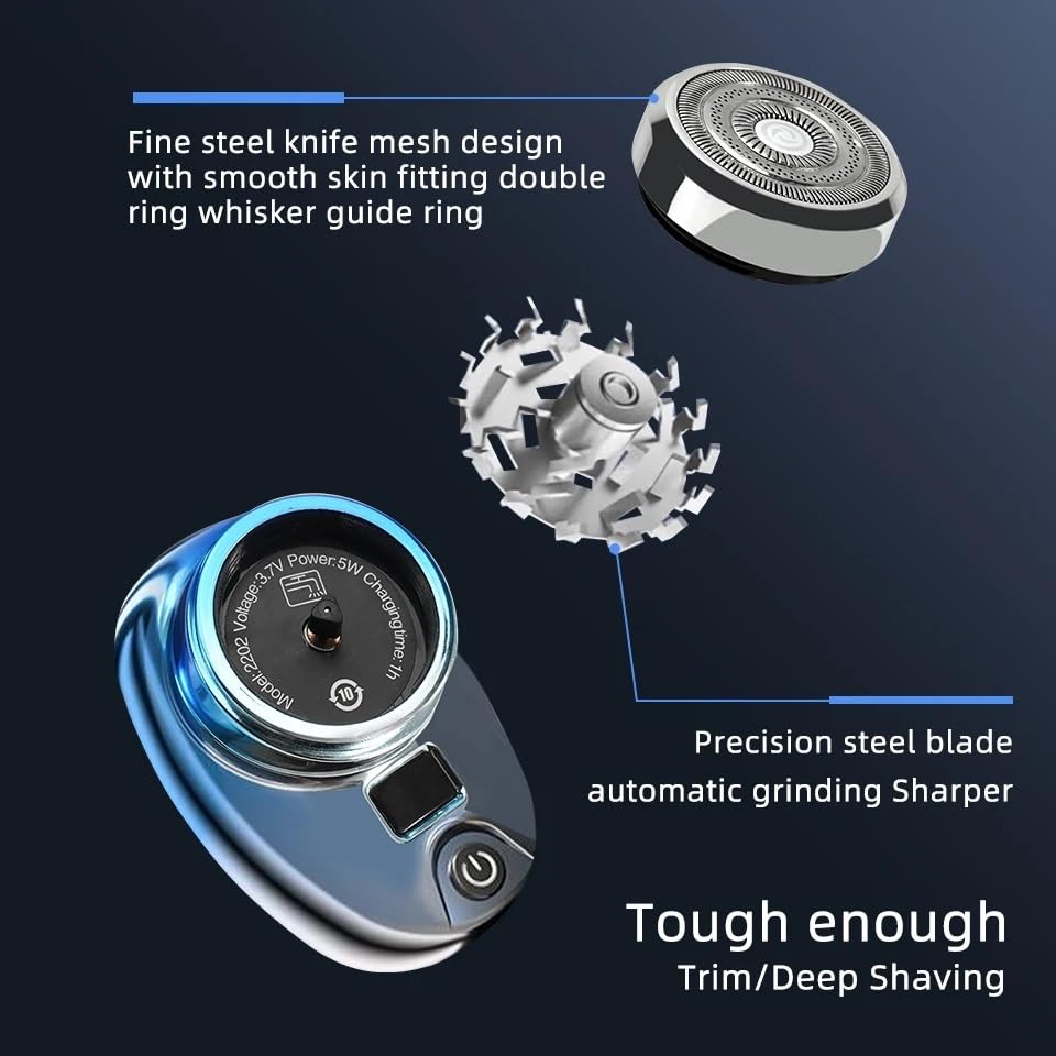 Electric Head Shaver for Bald Men - Mini Wet & Dry USB Rechargeable Shaver with Digital Display, Portable Hair Clipper for Travel & Home Use (Silver)