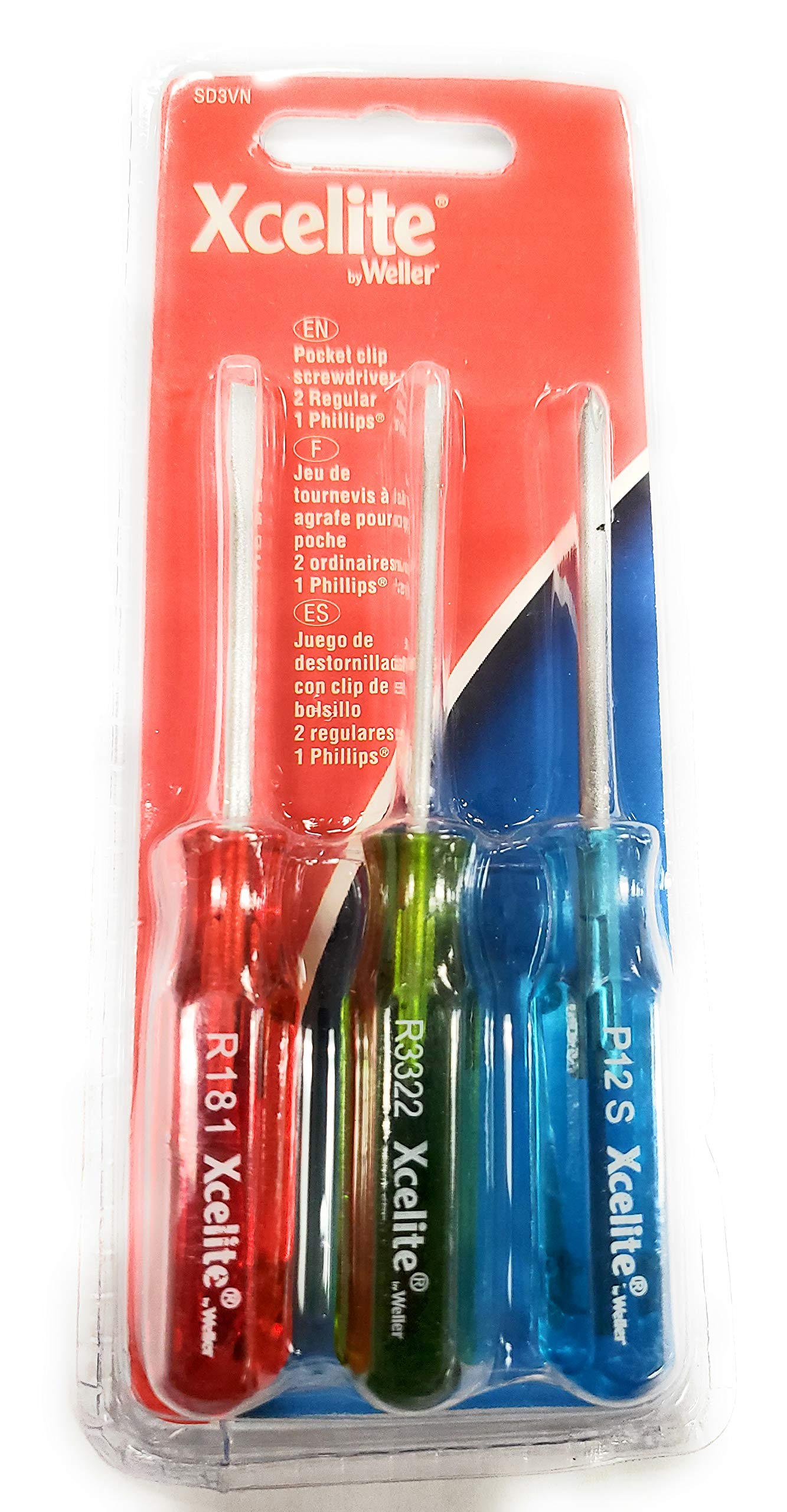 Xcelite 3-Piece Phillips Screwdriver Set - Pocket Clip & Comfort Grip - Ideal for Electronics, DIY & Home Repairs