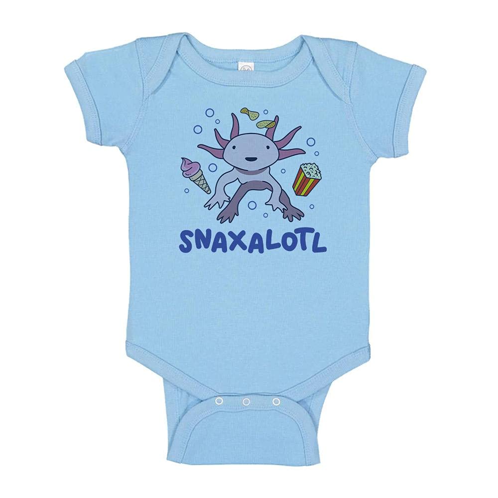 TATY Kids Snaxalotl (Snacks A Lot'l) Baby Infant Bodysuit - Cute Cartoon Axolotl Onesie for Newborns & Toddlers | Perfect for Playdates, Photo Shoots & Everyday Wear