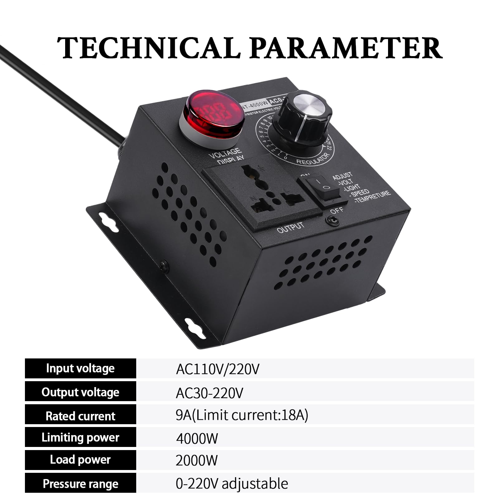 Variable Speed Controller for AC Motors - 120V SCR Fan Speed Regulator with LED Display | Perfect for HVAC, Industrial Equipment & Home Appliances