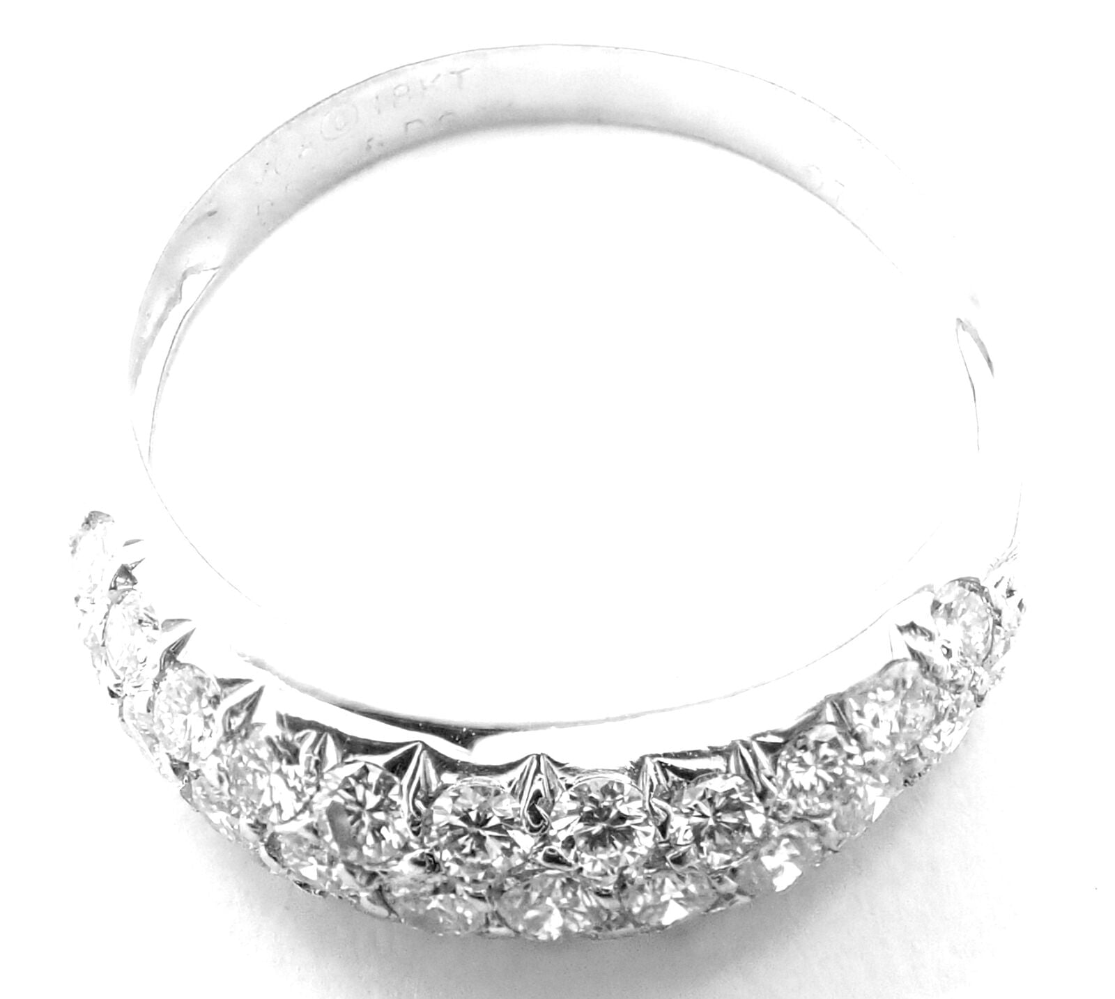 Authentic Van Cleef & Arpels 18k White Gold Diamond Band Ring for Women - Luxury Wedding Engagement Jewelry Gift for Her