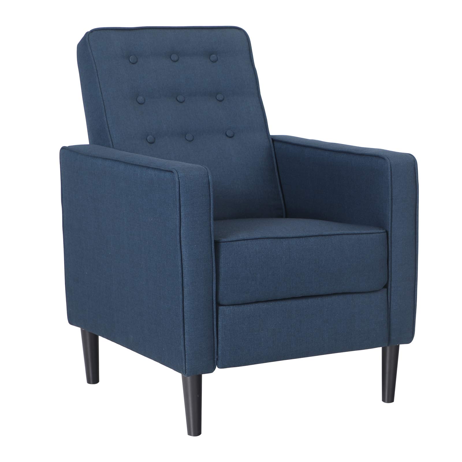 ALPHA HOME Adjustable Recliner Chair - 4-Position Fabric Lounge Chaise for Living Room, Home Theater & Relaxation | Overstuffed Single Sofa Chair with Upholstered Comfort in Navy Blue | Perfect for Movie Nights, Reading & Small Space Living