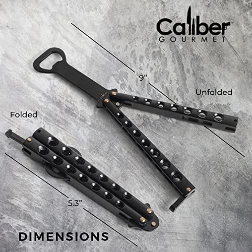 Premium Butterfly Knife Style Multitool - Camping, Hiking & BBQ Essential with Bottle Opener - Perfect Gift for Dad (Black) | Outdoor Adventures, Home Kitchen & Bartending Accessory