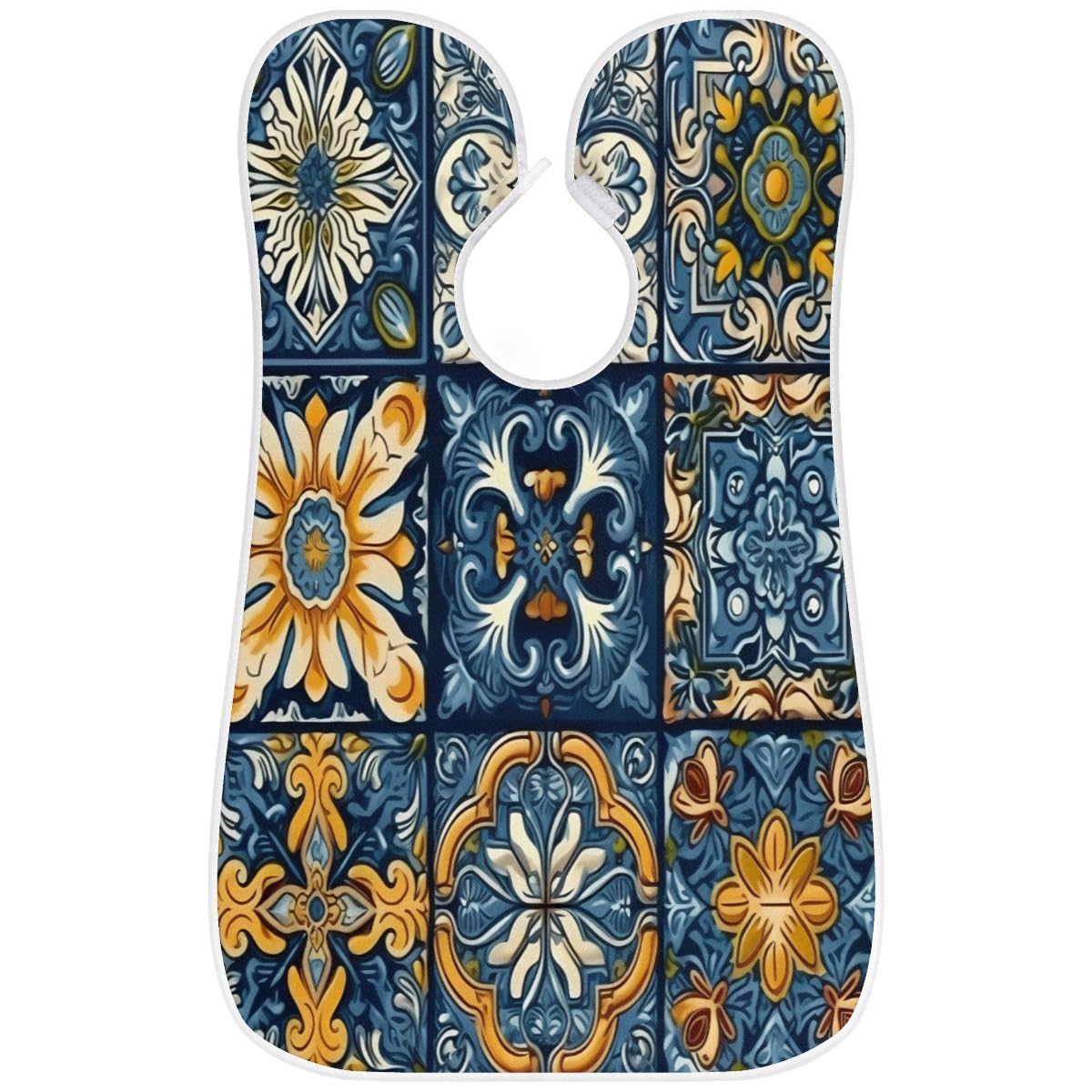 Vintage Moroccan Azulejo Beard Shaving Bib for Men - Waterproof Makeup & Hair Dye Apron for Women - Barber Cape for Haircut & Beard Trimming - Sink Hair Catcher - Perfect Gift for Barbers & Stylists (Great for Home Grooming, Salon Use & Professional Barbershops)