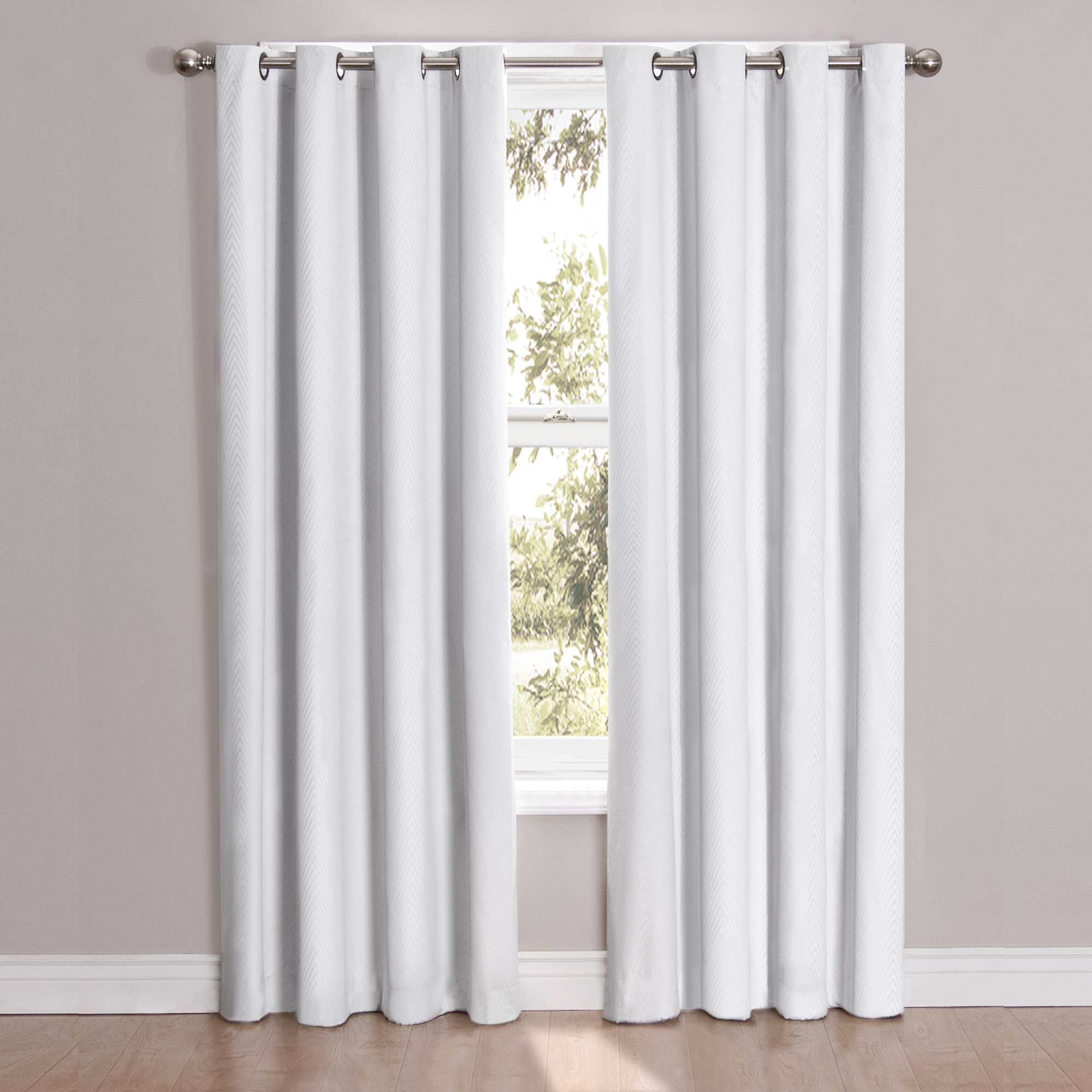 ECLIPSE Cassidy Thermal Insulated Blackout Curtains with Grommet Top - 52 x 108 Inches, White - Energy Efficient Window Treatment for Living Room & Bedroom - Perfect for Light Blocking, Noise Reduction & Temperature Control