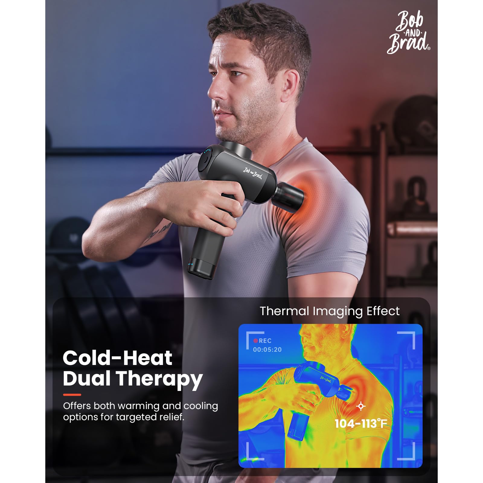 Bob and Brad X6 Pro Max Deep Tissue Massage Gun with Heating & Cooling Therapy - 6 Metal Attachments for Muscle Recovery - FSA/HSA Eligible Percussion Massager for Athletes, Back Pain Relief - Perfect for Post-Workout, Physical Therapy & Home Use