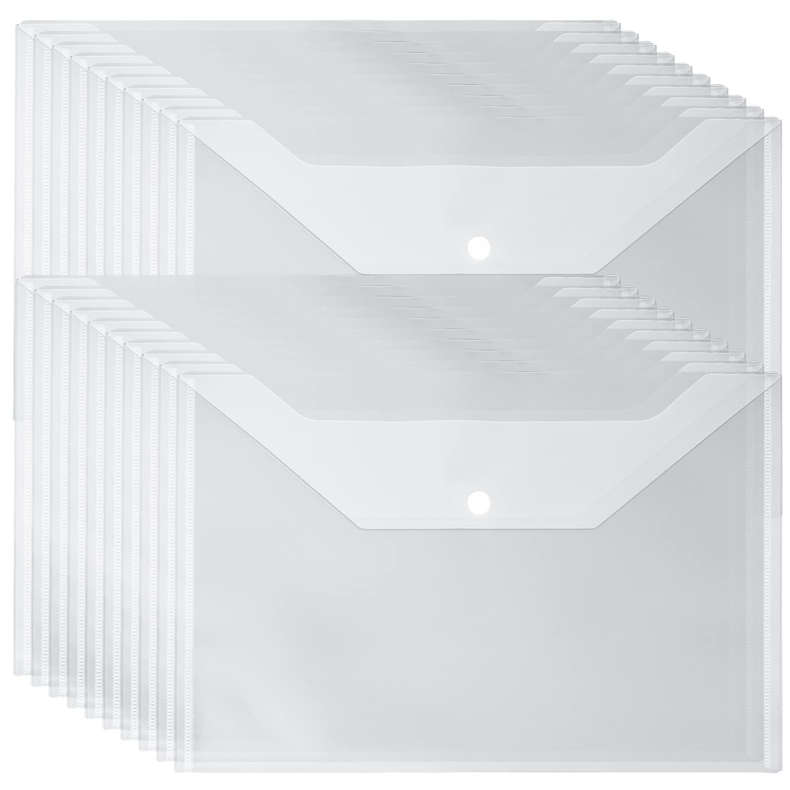 CYEAH 40PCS Clear Plastic Envelopes with Snap Closure - Waterproof A4 Size (9x12 Inch) Poly Envelopes for Documents, School & Office Supplies | Perfect for Organizing Papers, Receipts, and Important Files