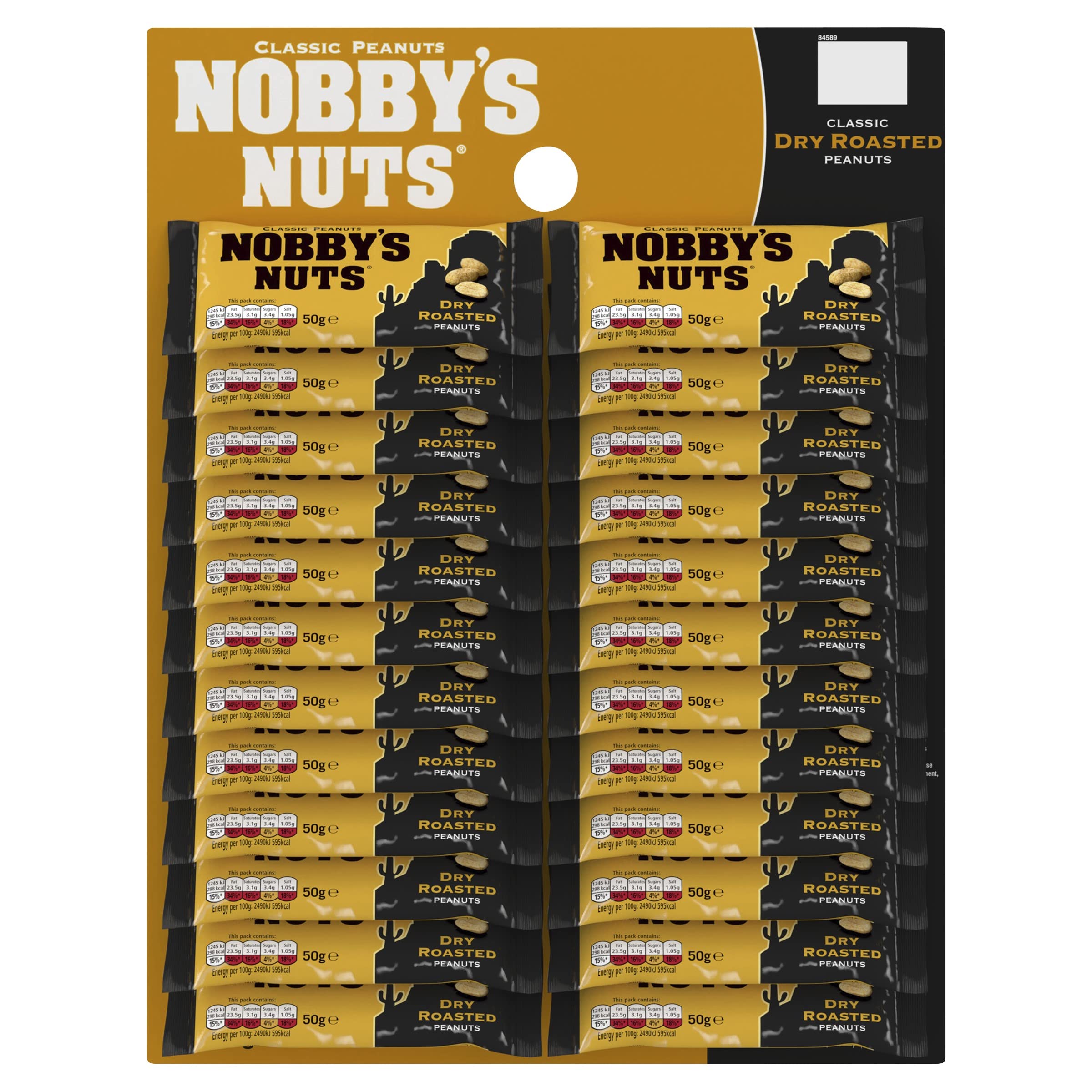 Nobby's Nuts Dry Roasted Peanuts 50g (Pack of 24) - Crunchy Snacks for Parties, Travel & Healthy On-the-Go Nutrition