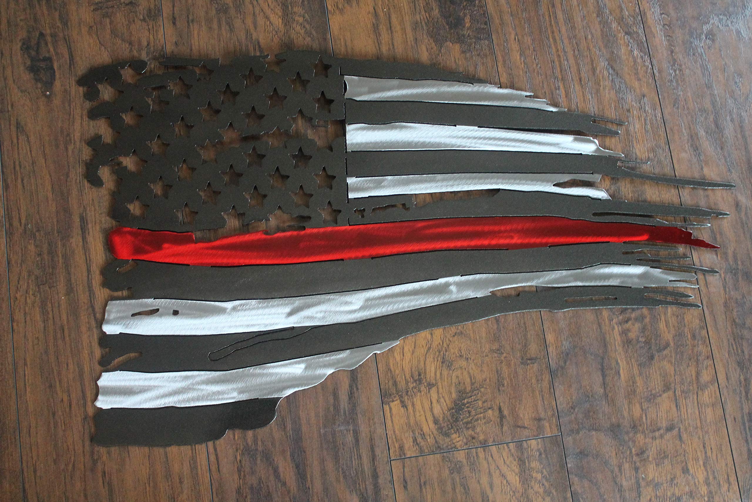 Tattered American Flag Red Line - Patriotic Outdoor & Indoor Decor for Home, Office, and Events