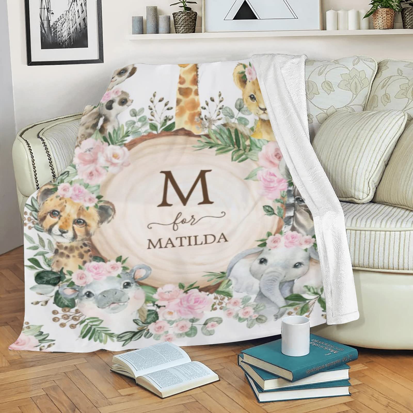 Eyesoul Personalized Baby Blankets with Name - Custom Baby Girl Gifts, Receiving Blankets & Nursery Decor for Newborns (50x60 inches) - Perfect for Christenings, Baby Showers & Nursery Decorations
