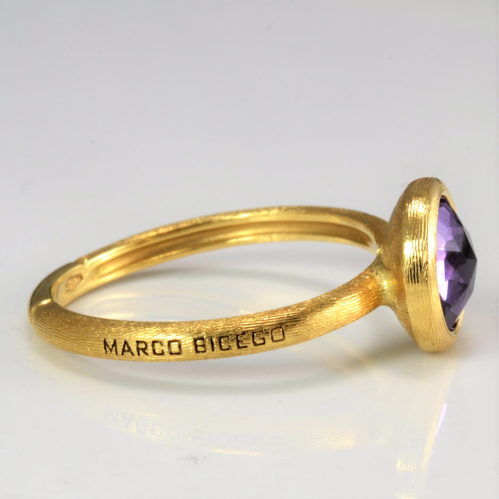 Marco Bicego Bezel Set Amethyst Ring Size 4.5 - Elegant Purple Gemstone Jewelry for Women, Perfect for Weddings, Anniversaries & Special Occasions