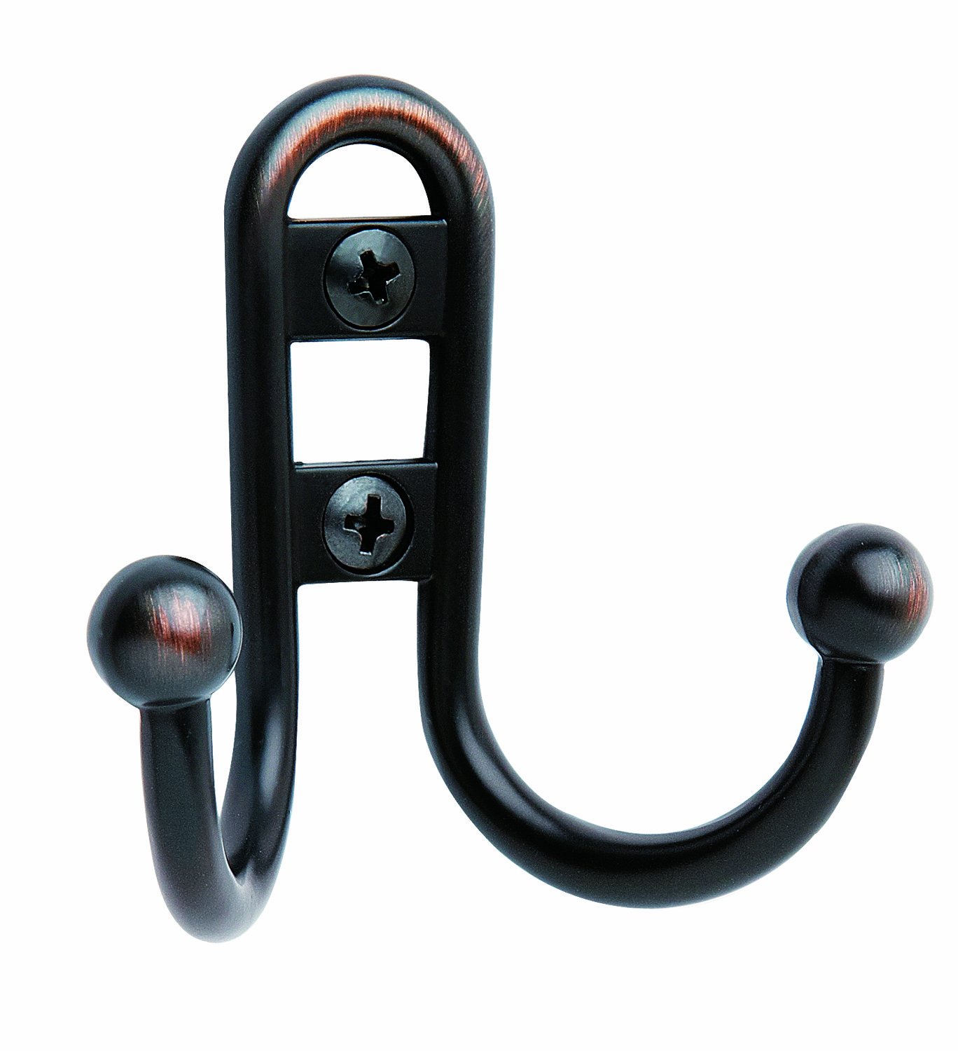 Amerock Double Prong Robe Hook - Oil Rubbed Bronze Wall Mount Hook for Bathroom, Entryway & Closet - Durable 1-Pack Robe & Towel Hanger (Perfect for Hanging Coats, Hats & Bags)