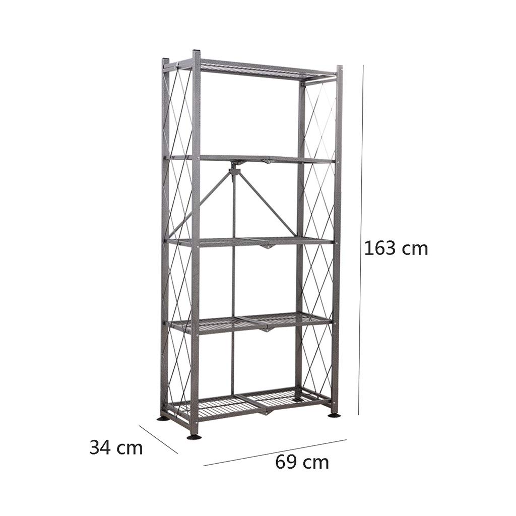 5-Tier Heavy Duty Foldable Storage Shelf - Freestanding Metal Shelving Unit for Kitchen, Garage, Basement & Office Organization | Durable Display Rack for Home Storage & Commercial Use