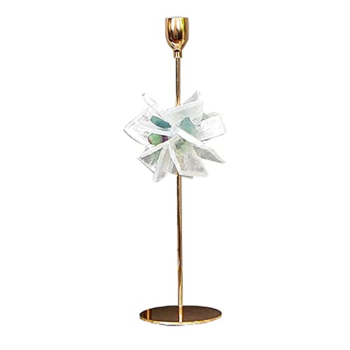 Luxury Crystal Stone Stainless Steel Candle Holder - Elegant Desktop Home Decor for Romantic Candlelight Dinners, Weddings & Restaurants - Large Size Decorative Centerpiece for Dining Tables & Special Occasions