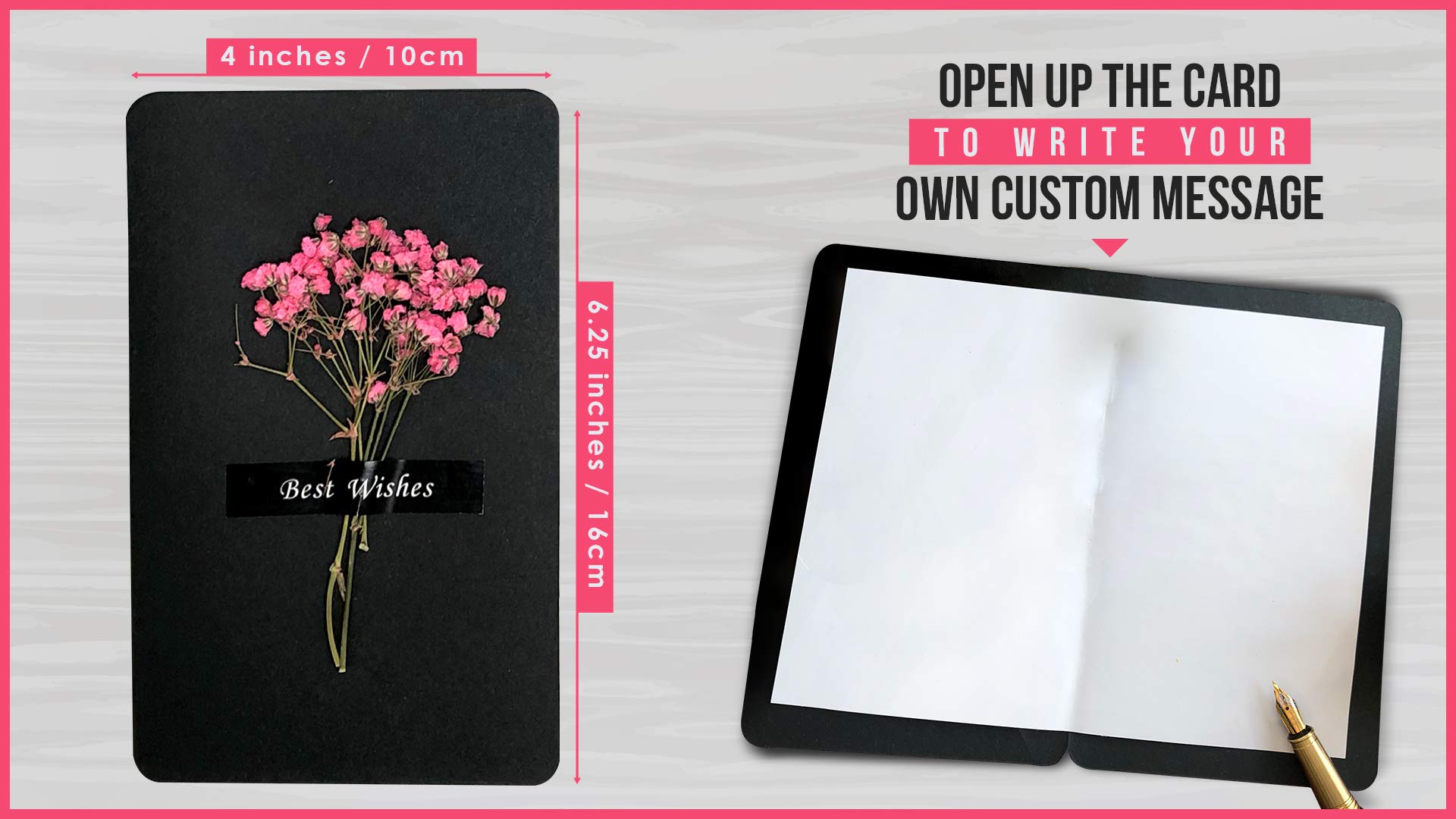 Handmade Greeting Cards with Real Pressed Flowers - All Occasion Blank Note Cards Set with Envelopes | Birthday, Thank You, Thinking of You Cards for Women | Perfect for Gift Giving, Wedding Invitations & Home Decor