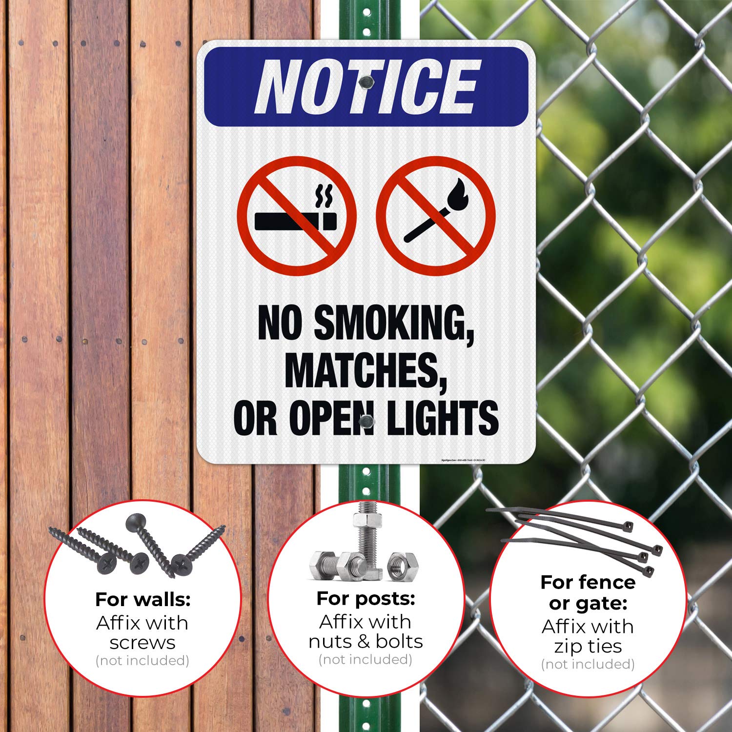 No Smoking, Matches or Open Flames OSHA Warning Sign - 24x30 Inch Reflective Aluminum Sign for Indoor/Outdoor Use | Durable 3M EGP .080 Aluminum, Fade Resistant | Made in USA - Perfect for Factories, Warehouses, Gas Stations & Restricted Areas