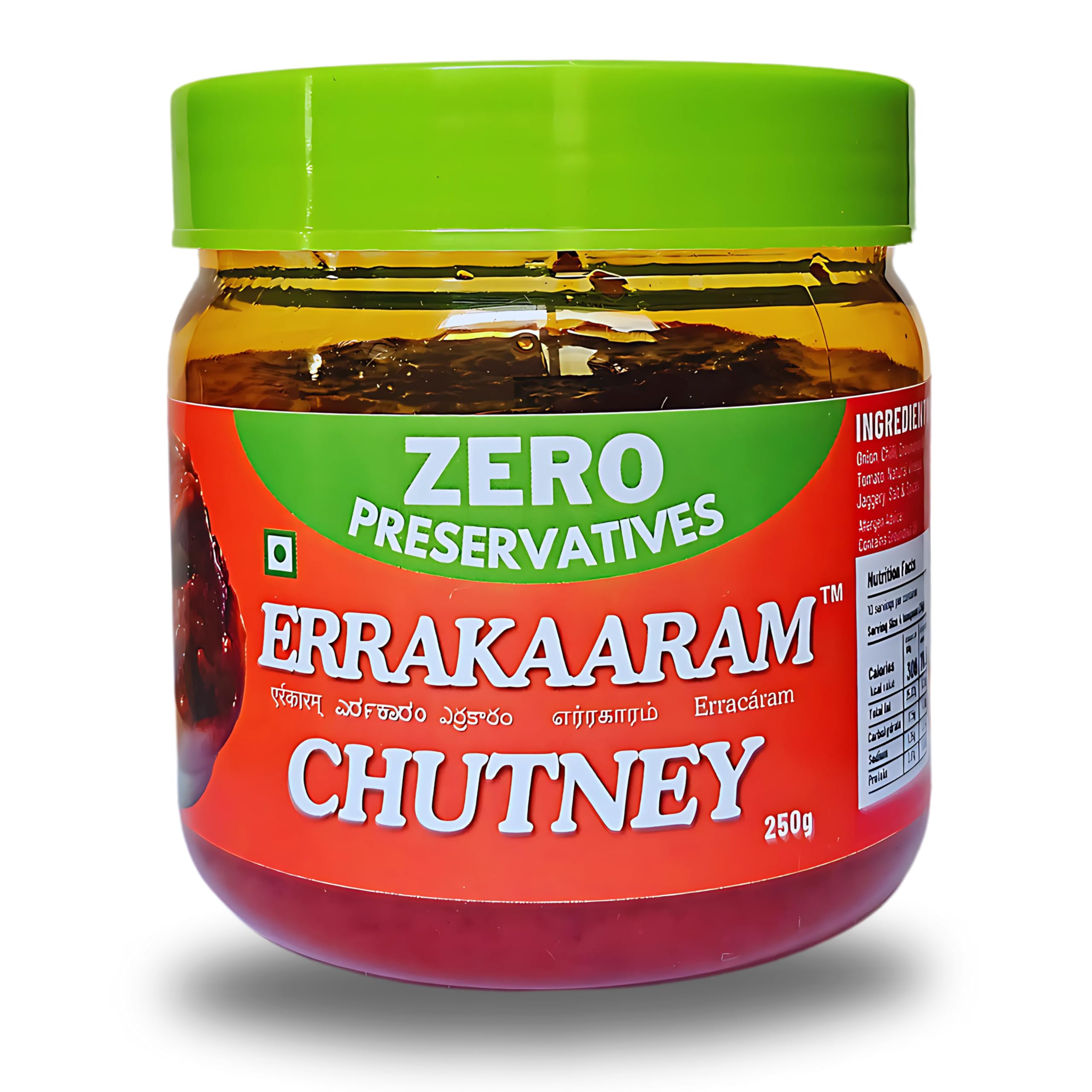 Errakaaram Fresh Spicy Indian Chutney - No Preservatives | Perfect for Idli, Dosa, Paratha & Snacks | Great as Side Dish, Spread, Dip or Stir-Fry Sauce | 250g | Authentic Indian Flavor for Rice Dishes & Meals