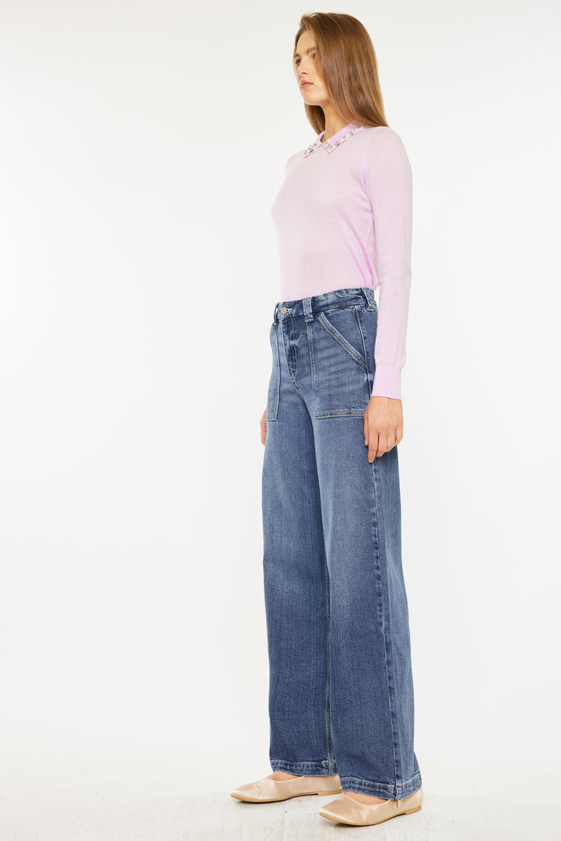 Astra High Rise Wide Leg Jeans for Women - Stretchy Comfort Denim Pants, Trendy Flared Trousers for Casual & Office Wear | Perfect for Everyday Outfits, Date Nights & Work Attire