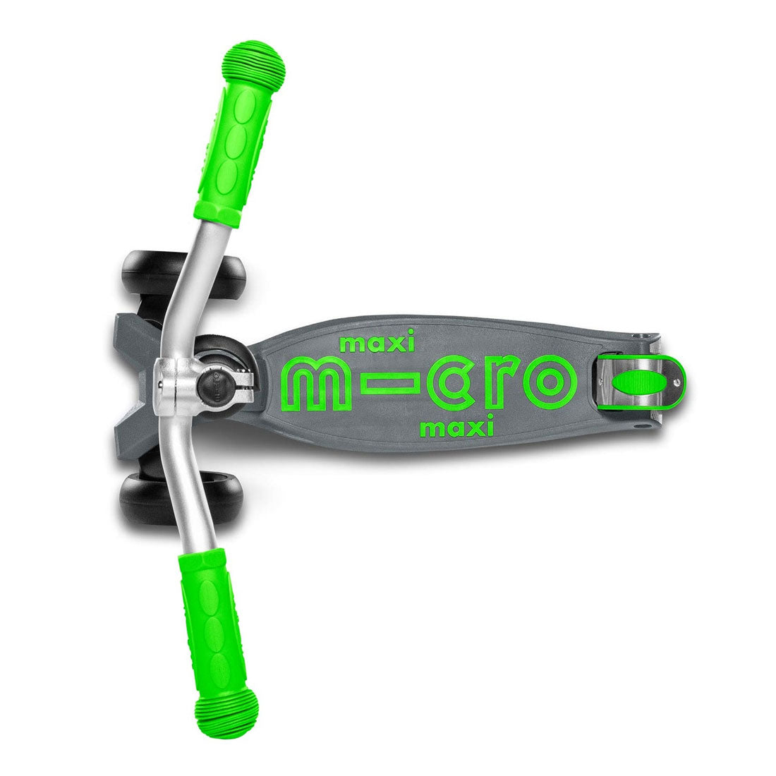 Micro Maxi Deluxe 3 Wheel PRO Scooter for Kids - Lightweight & Durable Kick Scooter with Adjustable Handlebar - Grey/Green - Perfect for Commuting, School & Outdoor Fun