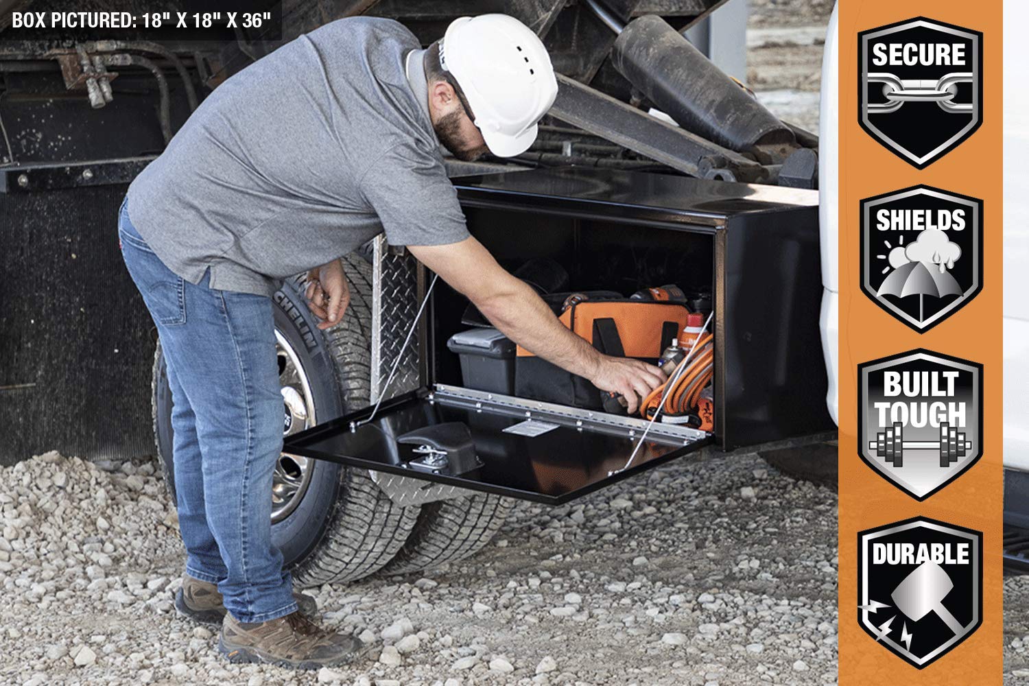 Buyers Products 1703310 Black Steel Underbody Truck Tool Box with Lockable T-Handle Latch - 15x10x15 Inch - Made in USA - Durable Pickup Truck Storage for Tools & Equipment - Perfect for Off-Roading, Construction & Work Sites