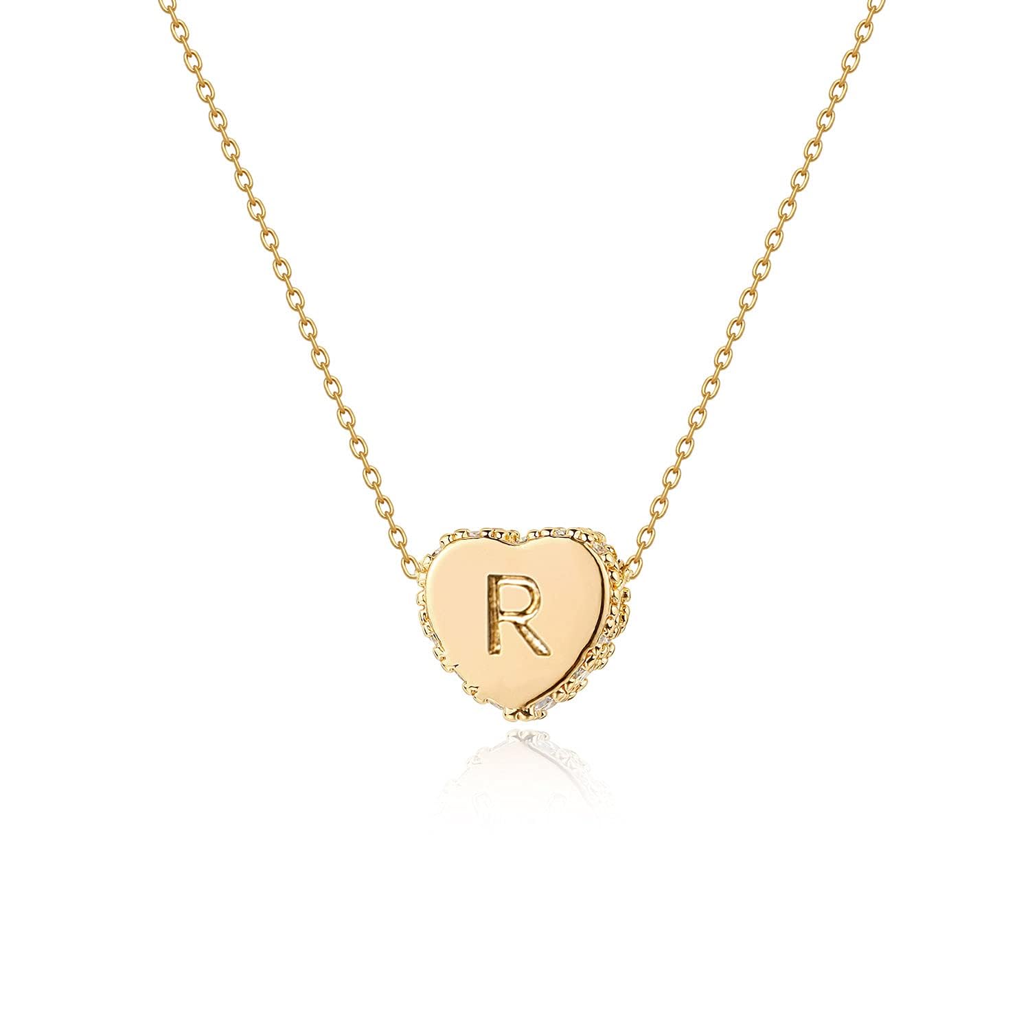 14K Gold Plated Tiny Initial Heart Necklace - Handmade Dainty Letter Pendant Jewelry for Women | Perfect Gift for Valentine's Day, Anniversary & Everyday Wear