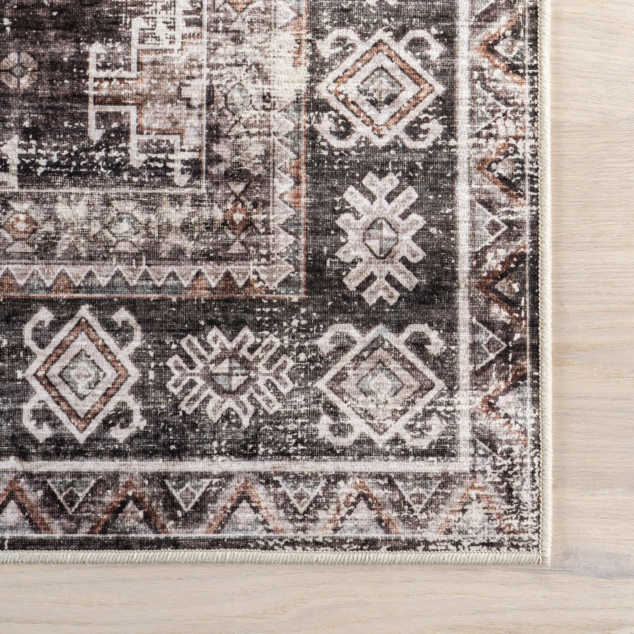 Antoinette Spill Proof Washable Rug - Charcoal Grey | Non-Slip Kitchen & Living Room Rug | Waterproof & Stain Resistant for High Traffic Areas