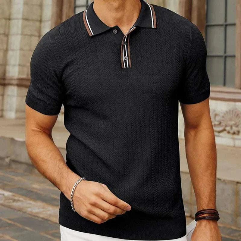 Breathable Summer Knit Polo Shirt for Men - Casual Comfort Fit Cotton Top for Outdoor Activities & Office Wear