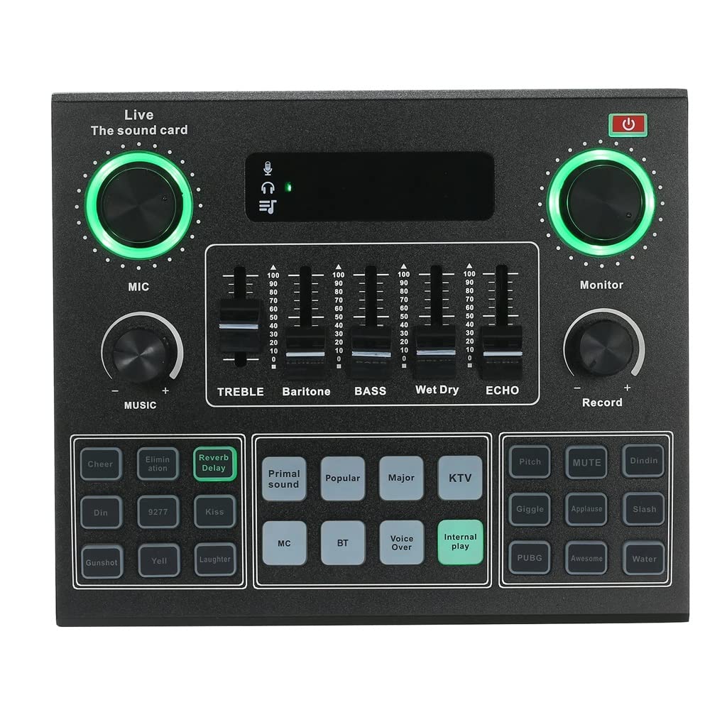 TWDYC V9 Professional Bluetooth Live Sound Card with Sound Effects - Audio Mixer for Broadcasting, Recording & Online Singing on Phone & Laptop - Perfect for Karaoke, Live Streaming & Podcasting