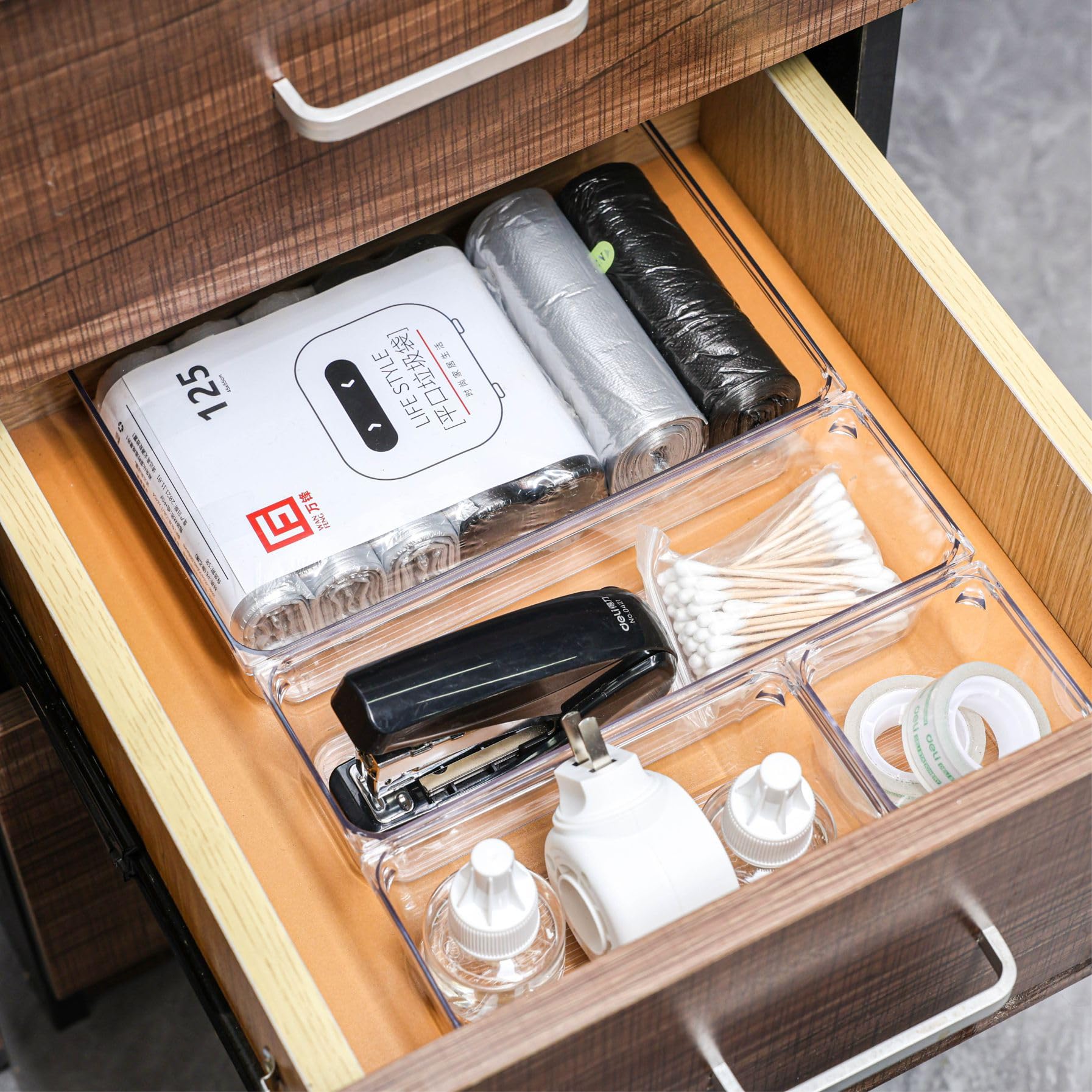 25-Piece Clear Acrylic Drawer Organizer Set - 4 Sizes Plastic Storage Bins for Makeup, Jewelry, Bathroom & Kitchen Organization - Perfect for Vanity, Office & Home Storage Solutions