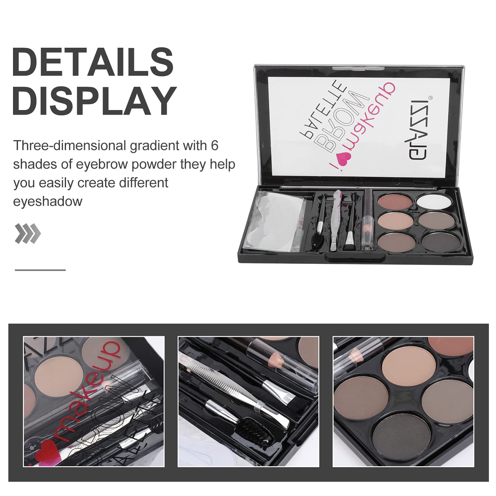6-Color Brow Kit with Eyebrow Powder & Pencil - Professional Makeup for Perfect Brows