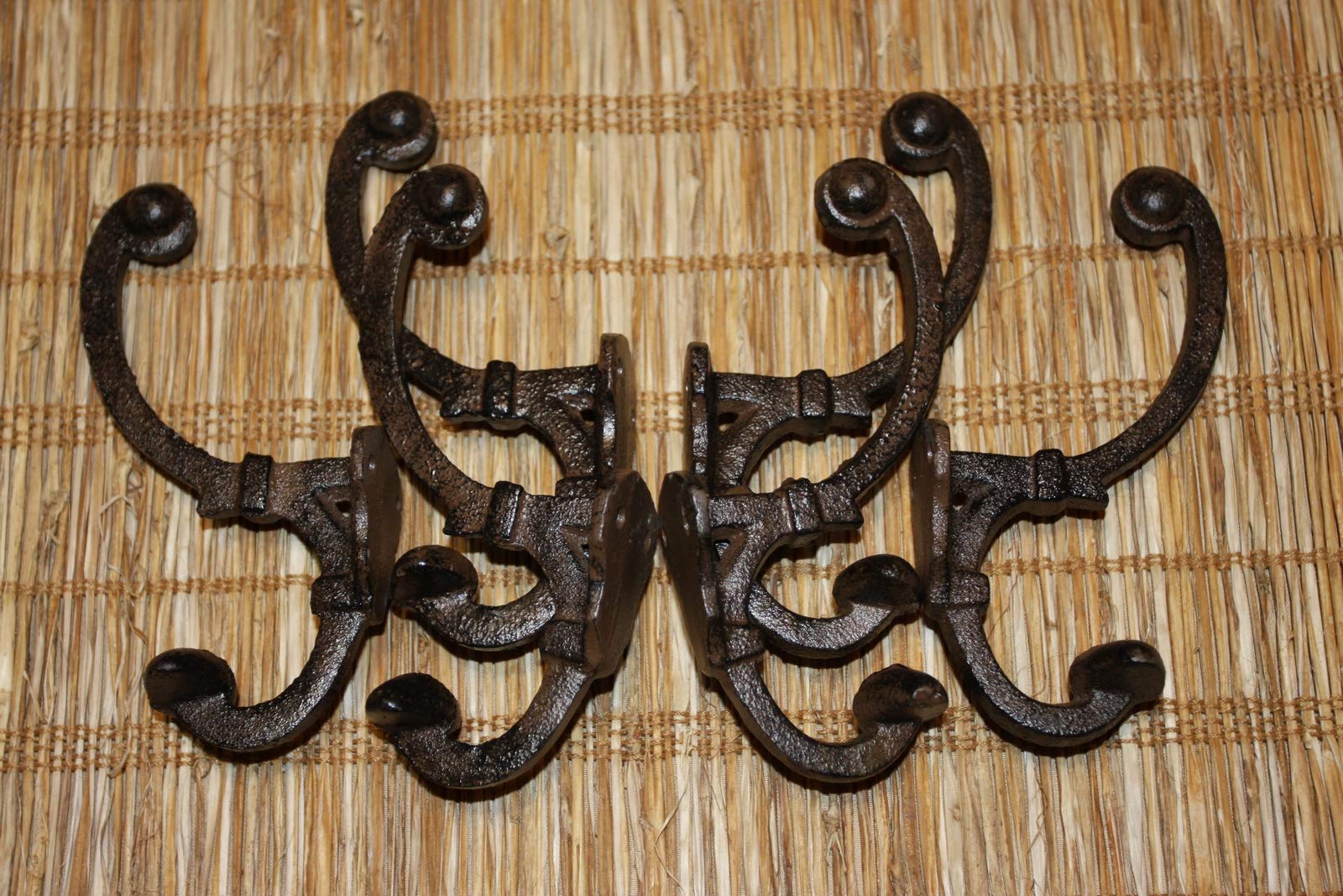 Farmhouse Bath Towel Robe Hooks Set of 6 - Vintage French Country Victorian Style Wall Hooks for Bathroom, Bedroom & Entryway Organization