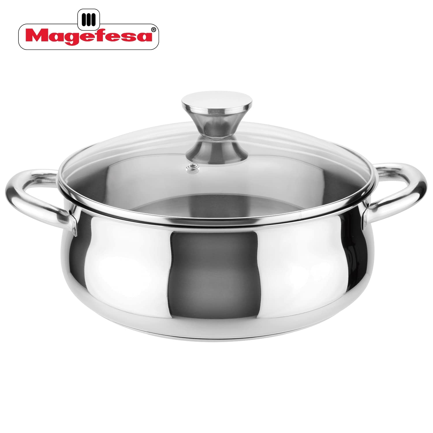 MAGEFESA IDEAL 11-Piece Stainless Steel Cookware Set - 2 Stock Pots, 2 Saucepans, 2 Mini Sauté Pans, 2 Frying Pans with Mesh Strainer - Induction Compatible & Dishwasher Safe - Perfect for Home Cooking, Professional Chefs & Restaurant Use