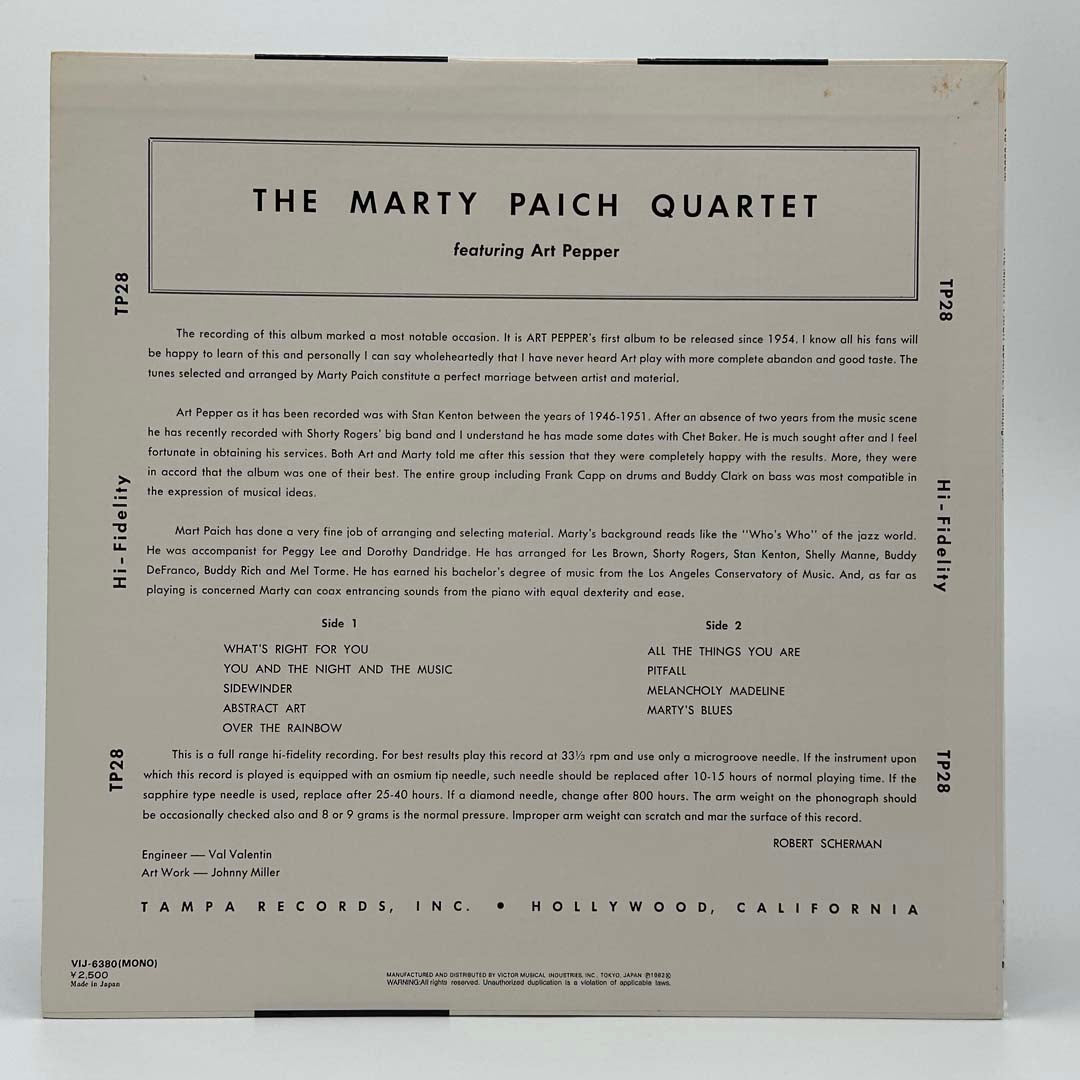 The Marty Paich Quartet: Jazz Music Album for Relaxation & Dinner Parties | Vinyl & Digital Download