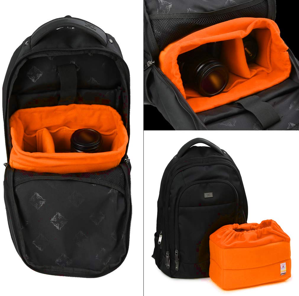 Koolertron Shockproof Padded DSLR Camera Bag Insert - Compatible with Sony Nikon DSLR Cameras & Flash Lights - Perfect for Travel, Photography & Equipment Protection