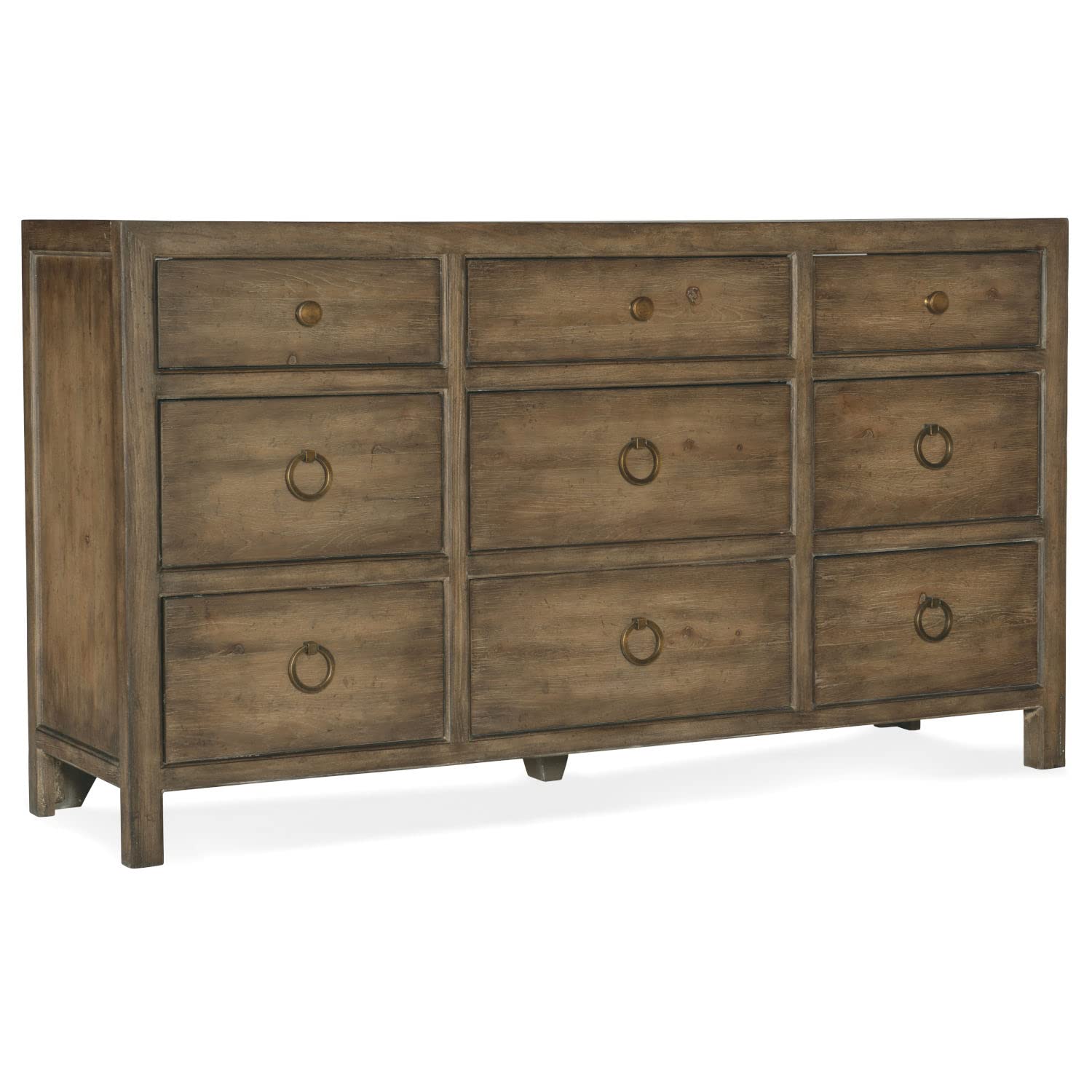Hooker Furniture Sundance Nine-Drawer Dresser for Bedroom - Solid Wood Chest of Drawers for Clothes Storage, Perfect for Master Bedroom, Guest Room & Apartment Organization