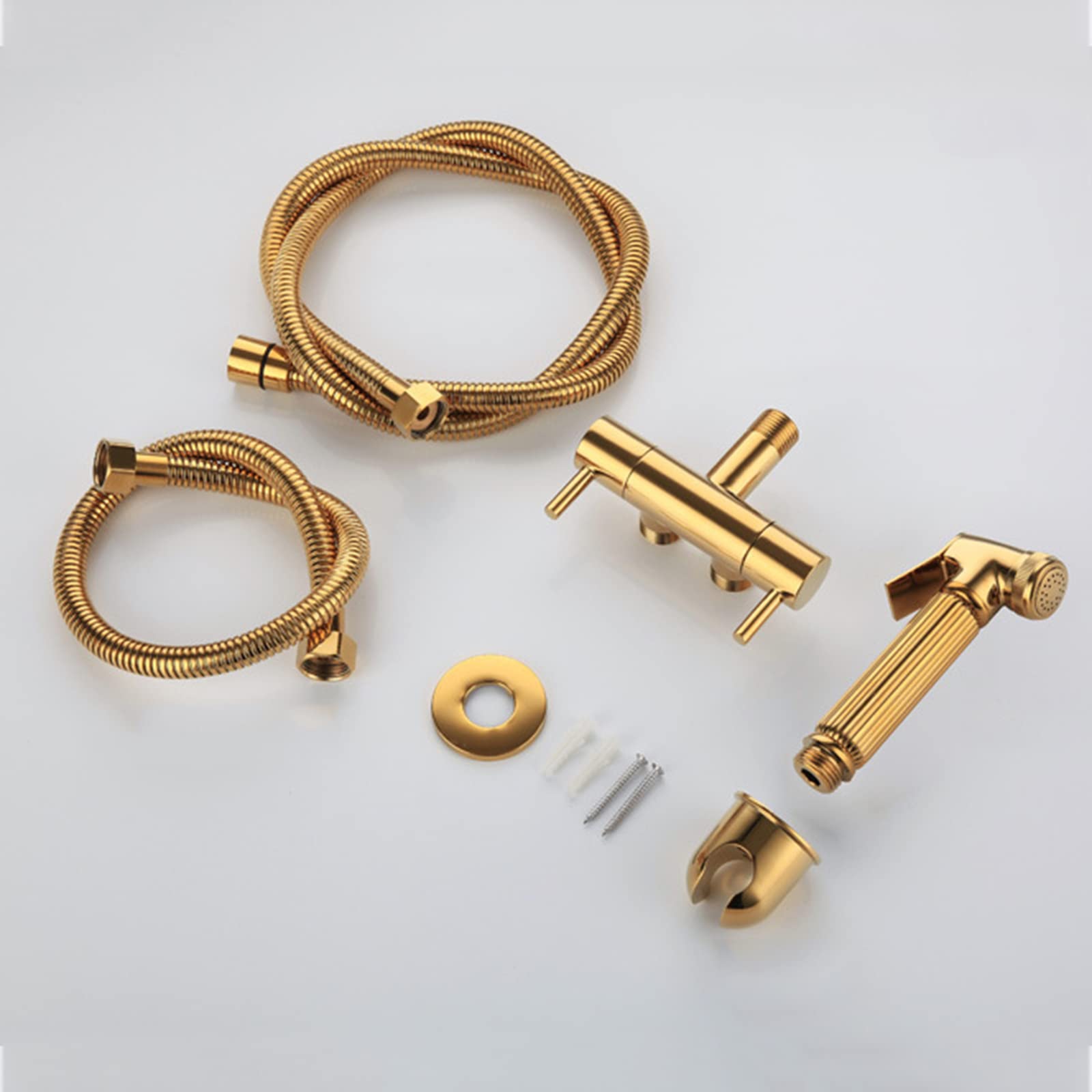 Brass Handheld Sprayer for Toilet - Gold Portable Diaper Sprayer Attachment with Hose for Feminine Wash & Baby Cloth Cleaning, Adjustable Water Pressure Control - Perfect for Bathroom Hygiene, Baby Care & Personal Cleaning