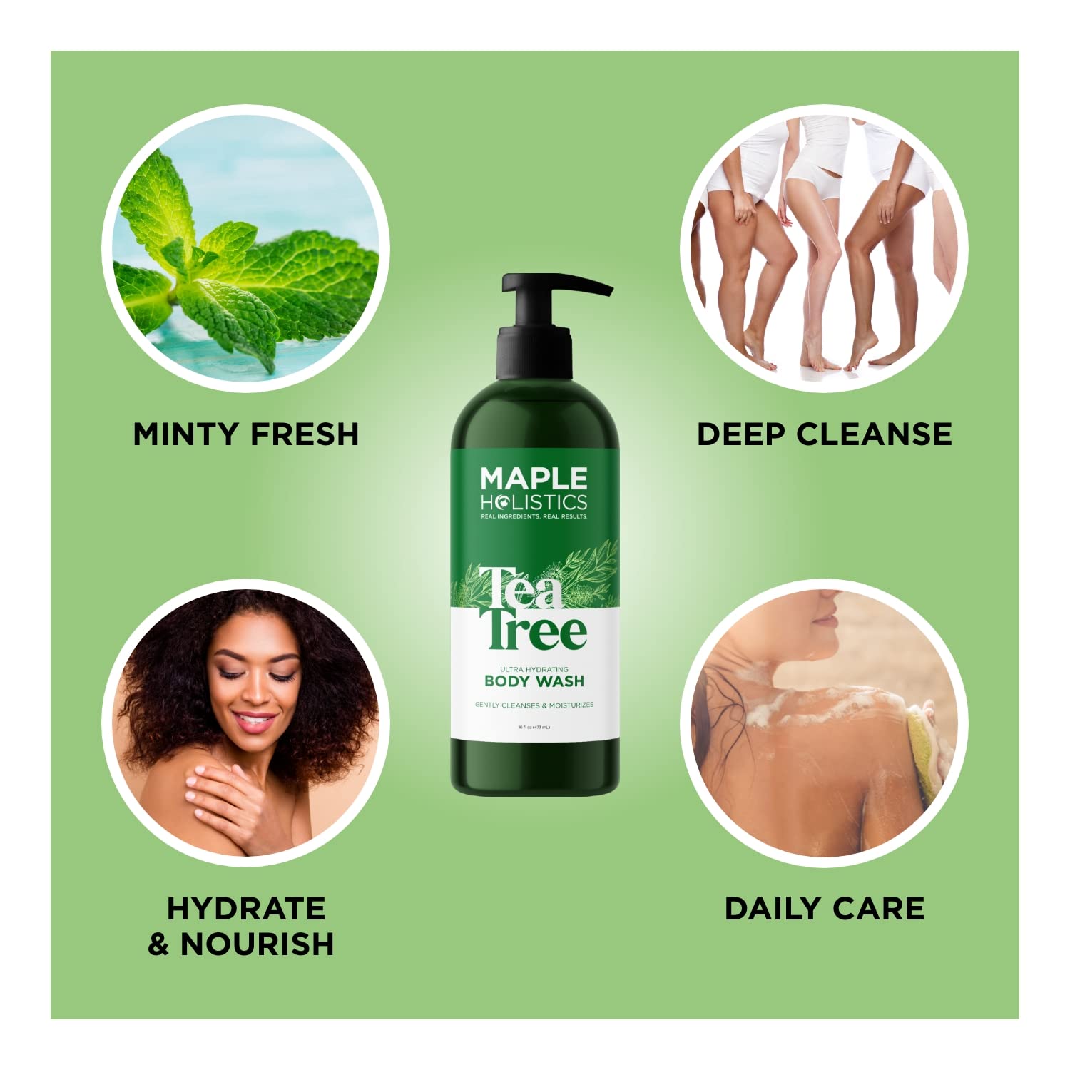 **Sulfate-Free Cleansing Body Wash & Shampoo Set - Tea Tree Oil Moisturizing Body Wash for Dry Skin & Degreasing Shampoo for Oily Hair - Essential Oils for Healthy Skin & Hair Care | Perfect for Daily Shower & Spa Relaxation**