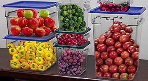 Premium Tiger Chef Square Polycarbonate Food Storage Containers with Lids - Commercial Grade Set (2-22 Quart, 14-Piece) - Ideal for Meal Prep, Restaurant Use & Bulk Food Storage