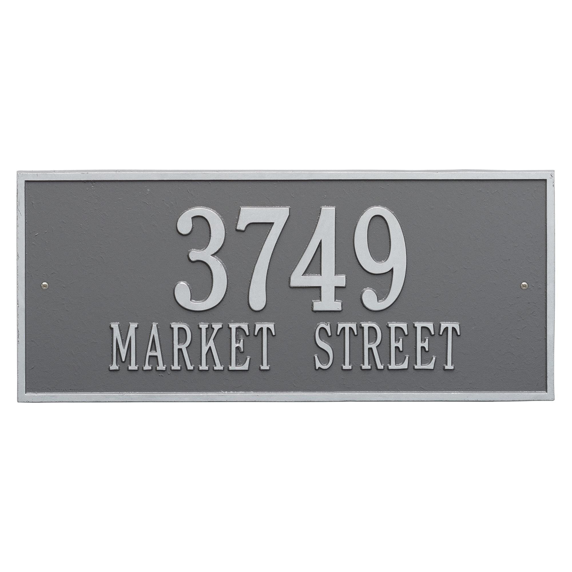 Premium Hartford Address Plaque in Pewter & Silver Finish - Durable Outdoor House Number Sign for Home & Business