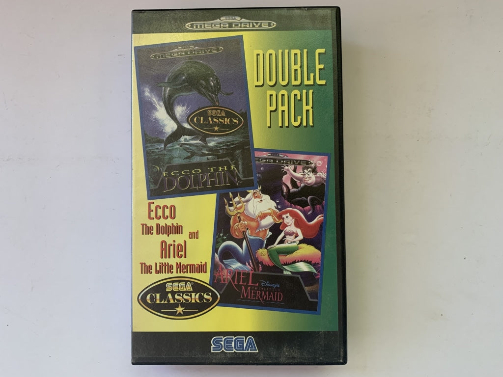 Ecco The Dolphin & Disney's Ariel The Little Mermaid Double Pack Game - Classic Sega Genesis Bundle in Original Case - Perfect for Retro Gaming Collectors and Disney Fans