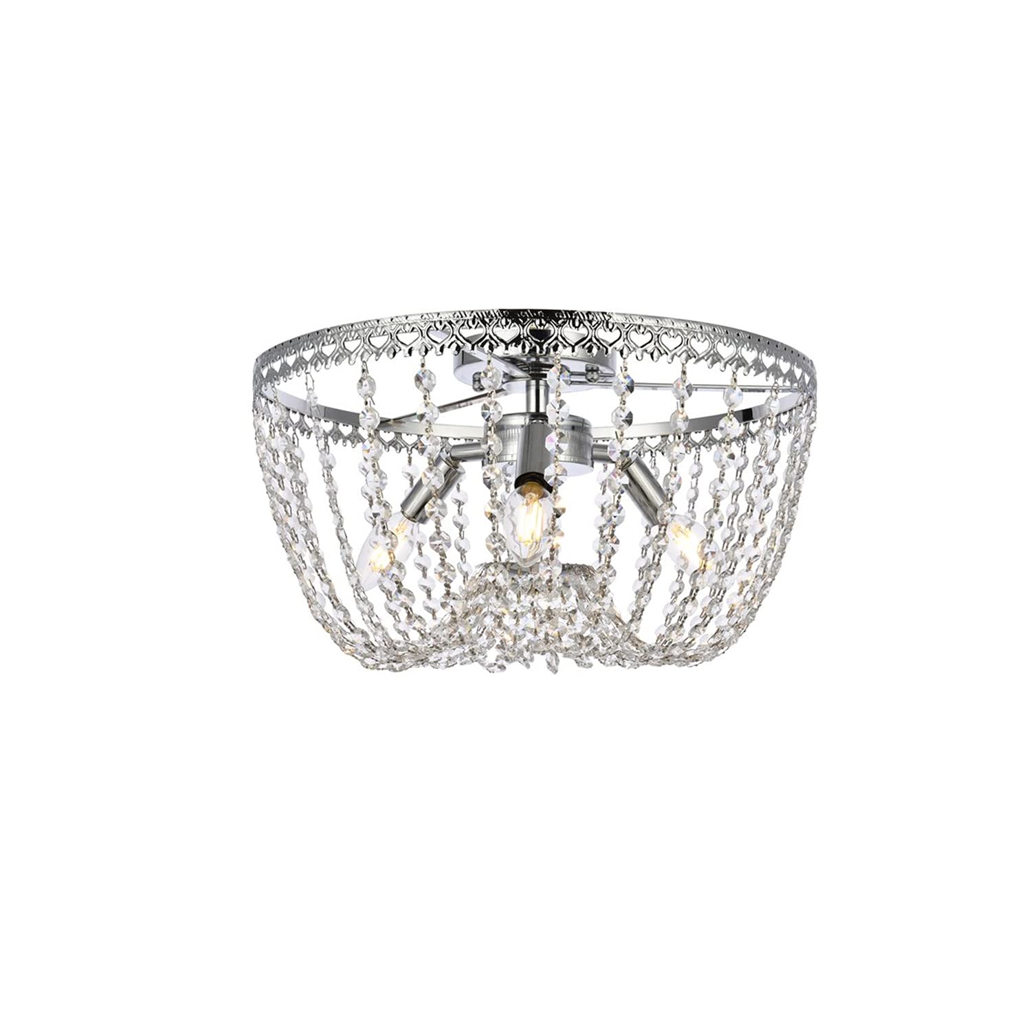 16 Inch Chrome Flush Mount Ceiling Light - Modern Indoor Home Decorative Lighting for Living Room, Bedroom & Hallway