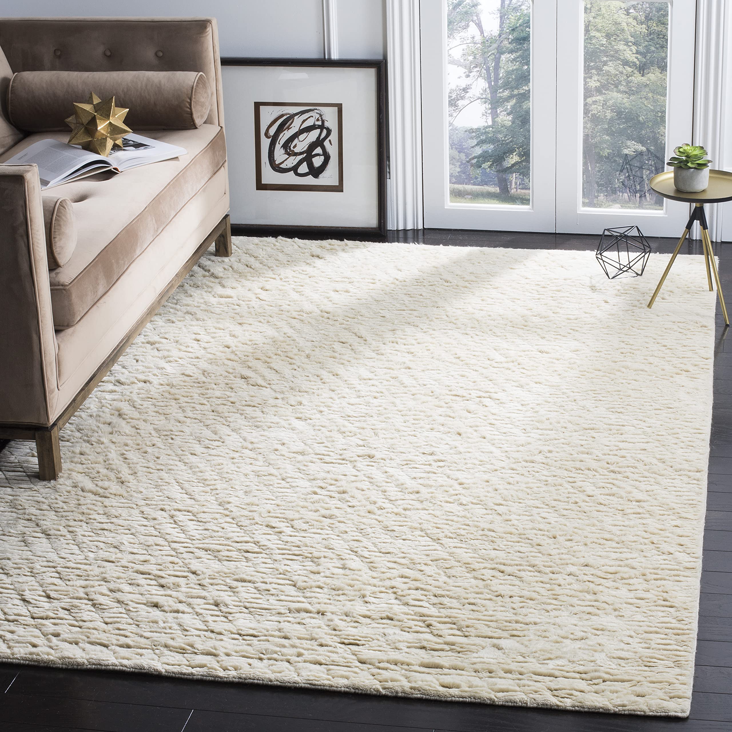 SAFAVIEH Manhattan Collection 4' x 6' Ivory Handmade Modern Wool Area Rug - Soft Living Room Rug, Bedroom Carpet for Home Decor & Cozy Interior Design