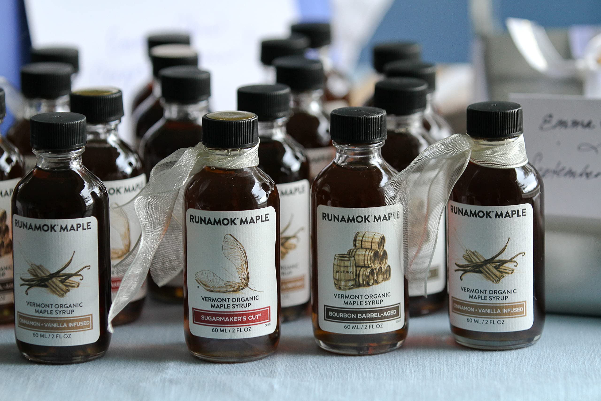 Premium Cinnamon Vanilla Infused Maple Syrup Mini Bottles - 24 Pack (2 Fl Oz/60ml Each) | Real Maple Syrup Samplers | Perfect for Wedding Favors, Stocking Stuffers & Breakfast Gifts | Gourmet Pancake, Waffle & Dessert Topping