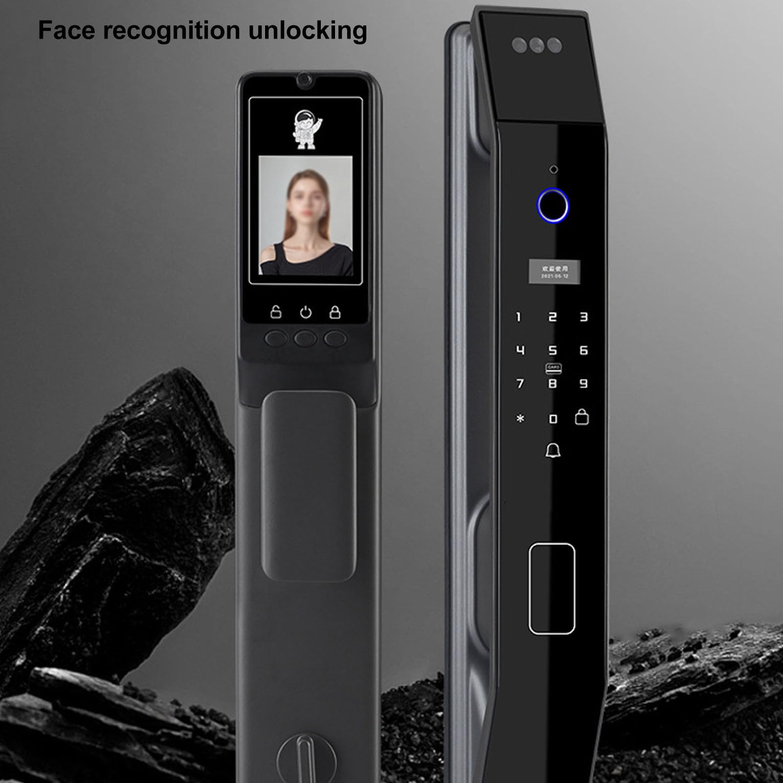 Smart Door Lock with 3D Face Recognition, Fingerprint & Password Entry - Aluminum Alloy Stainless Steel Keyless Security Lock for Homes & Apartments | Secure Front Door, Back Door & Rental Property Access